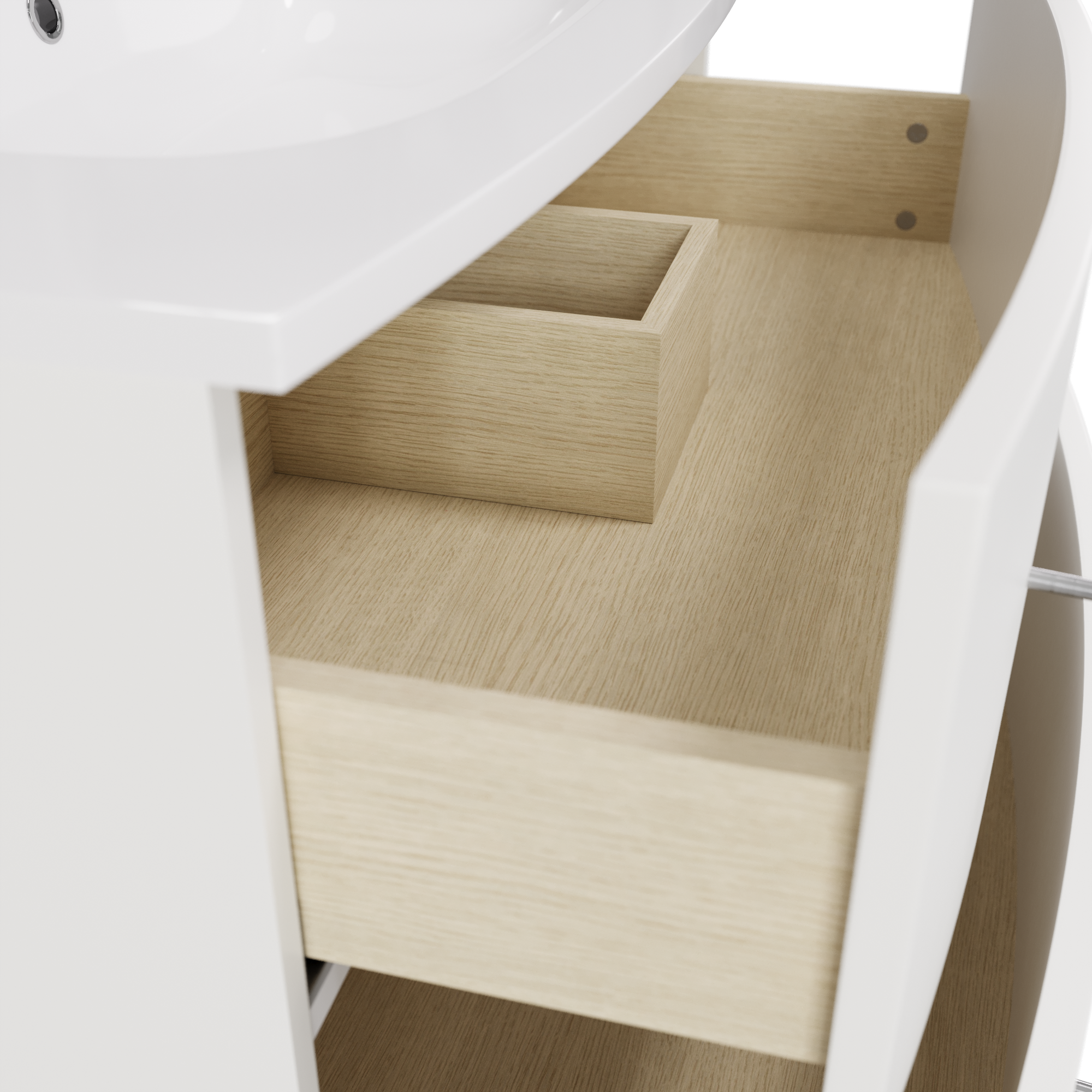 Mobile da bagno sospeso sotto lavabo L 111.2 x H 53.7 x P 47.5 cm bianco laccato opaco, 2 cassetti 1 anta SENSEA Perla - 6