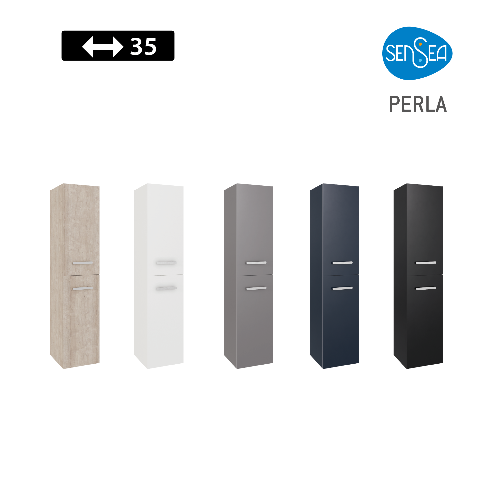 Colonne 2p l.35 x H.160 x P.36.5 cm noir mat Perla - 6
