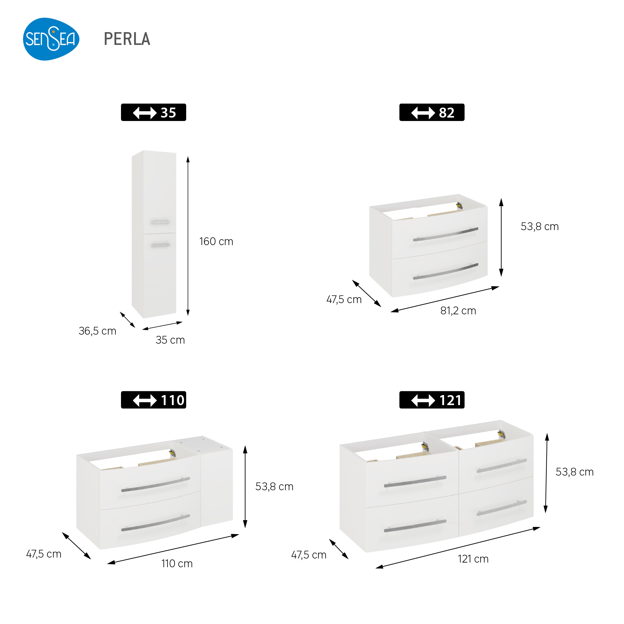 Colonne 2p l.35 x H.160 x P.36.5 cm blanc mat Perla - 8