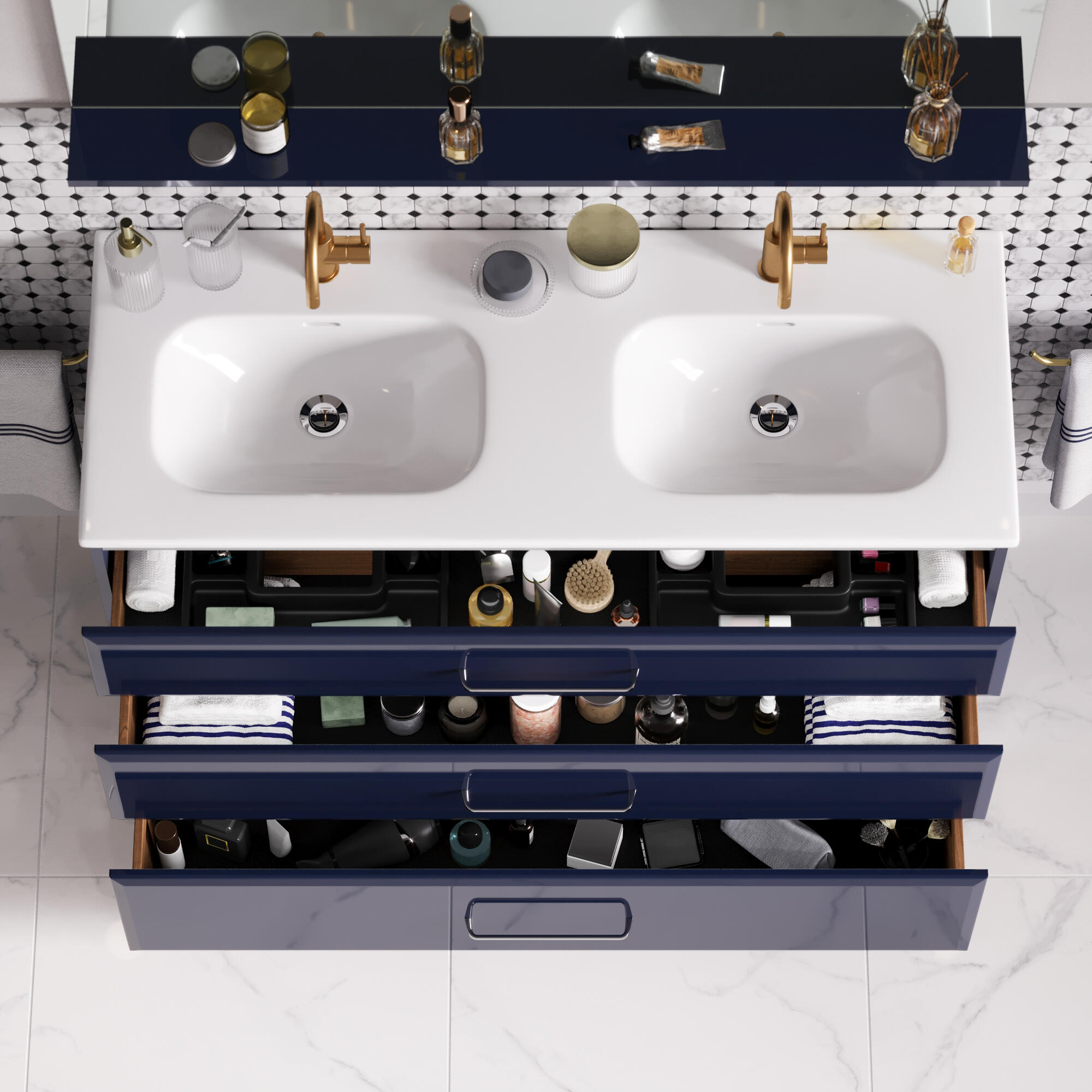 Mueble de baño con lavabo opale2 azul brillante 120x45 cm