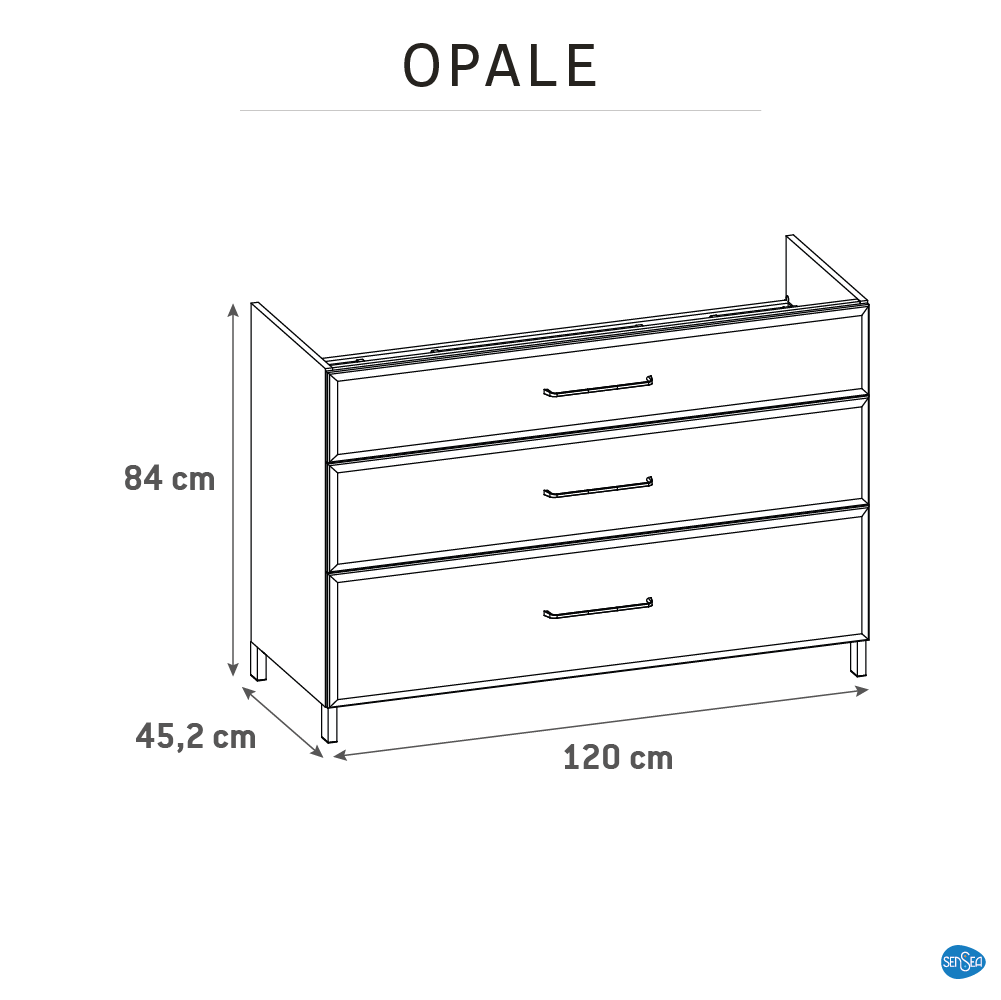 Meuble double vasque l.119.9 x H.84 x P.45.2 cm, noir, Opale - 9