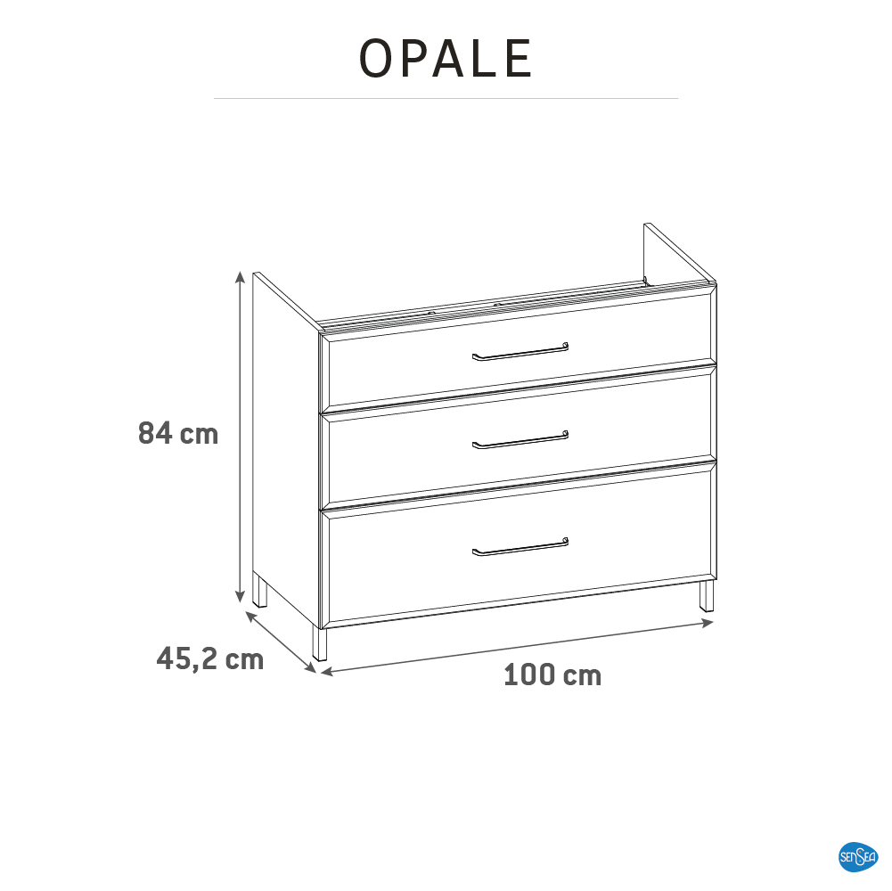 Meuble simple vasque l.99.9 x H.84 x P.45.2 cm, blanc, Opale - 5