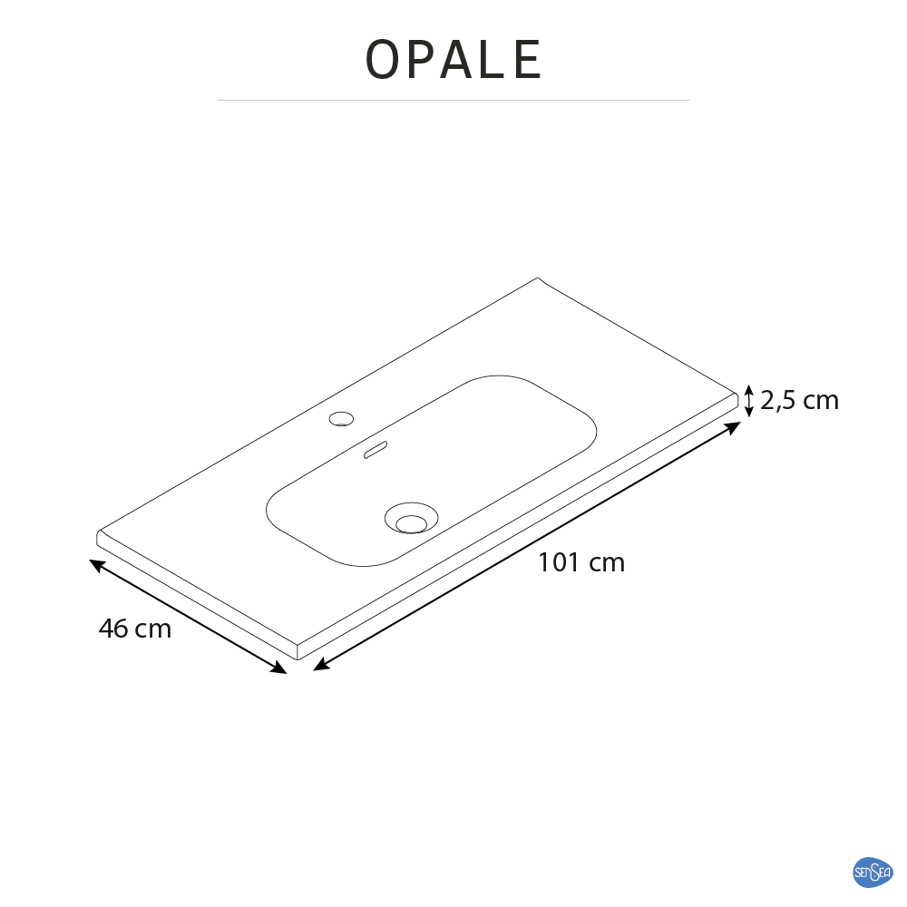 Meuble simple vasque l.99.9 x H.84 x P.45.2 cm, bleu, Opale - 4