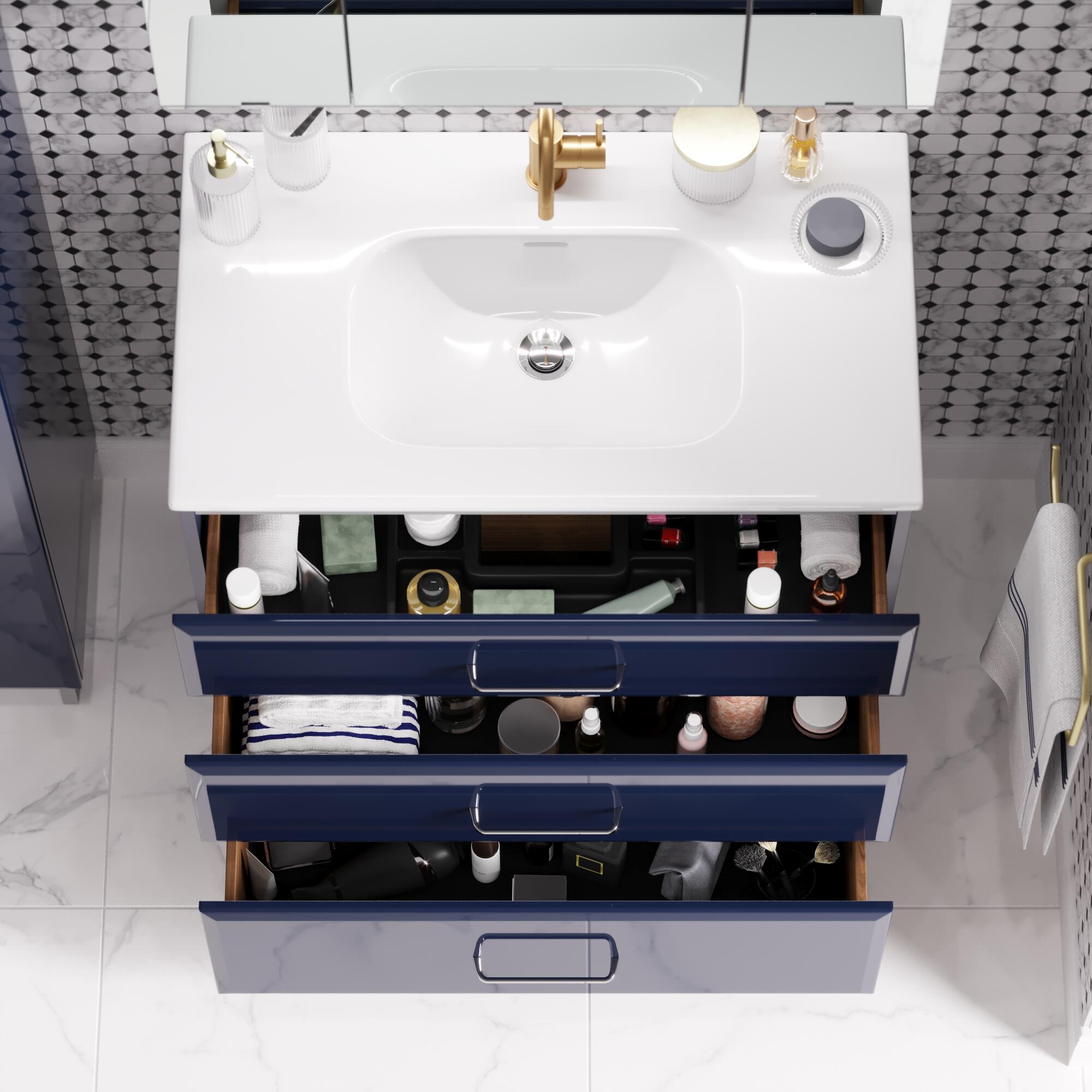 Mueble de baño con lavabo opale2 azul brillante 80x45 cm