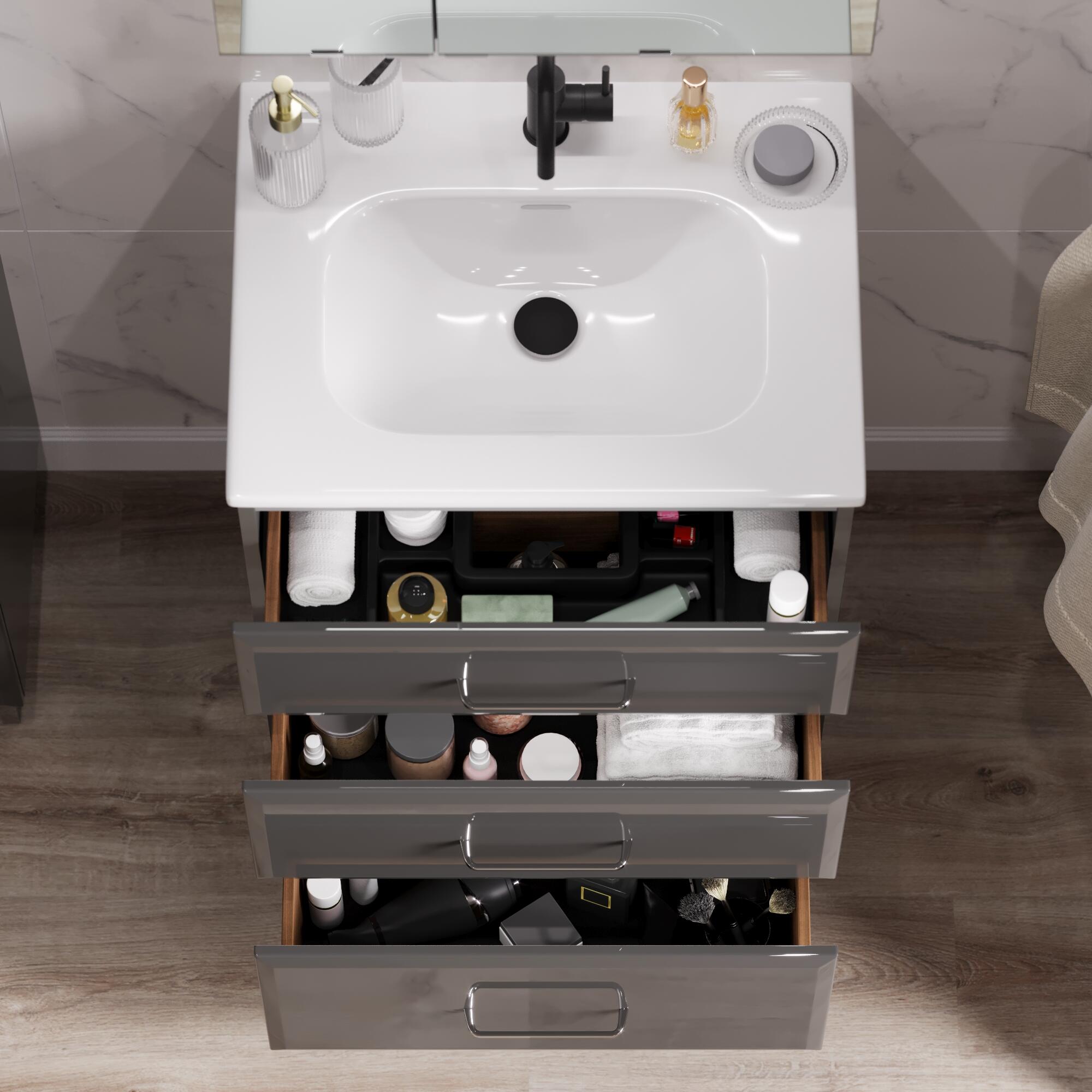 Mueble de baño con lavabo opale2 gris brillante 60x45 cm