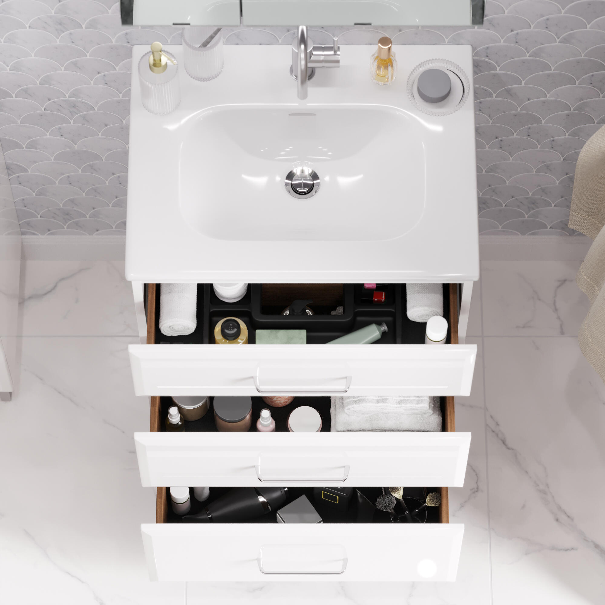 Mueble de baño con lavabo opale2 blanco brillante 60x45 cm