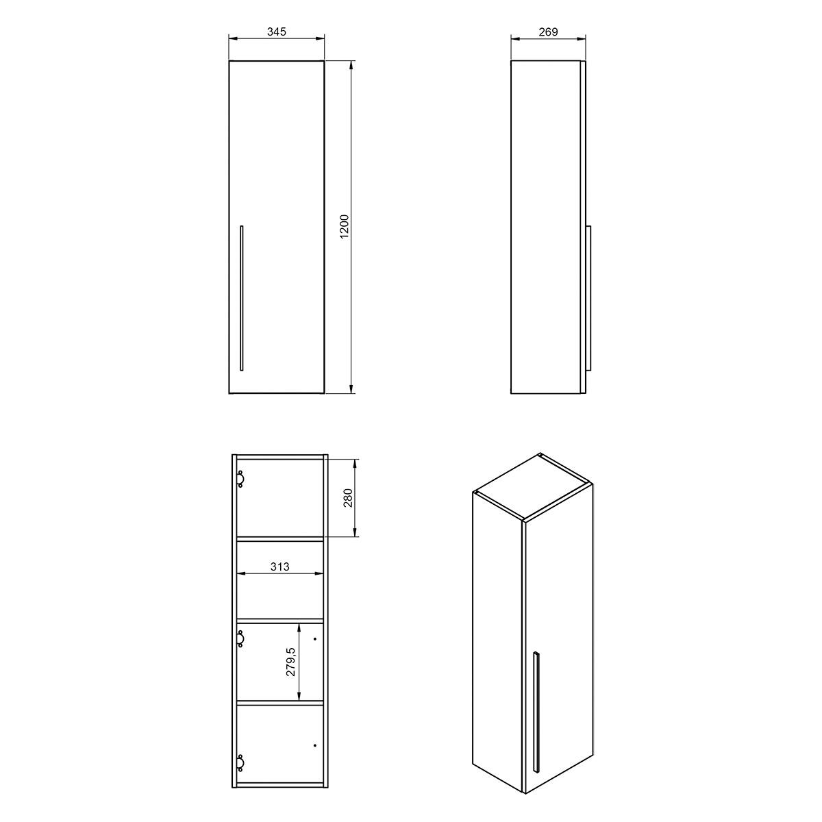 Colonna per mobile bagno Mia VISOBATH 1 anta P 27 x L 35 x H 120 cm verde muschio laccato truciolare - 8