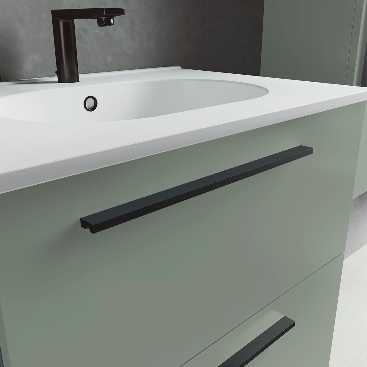 Mobile da bagno a terra sotto lavabo L 60 cm verde, 3 cassetti Mia - 4