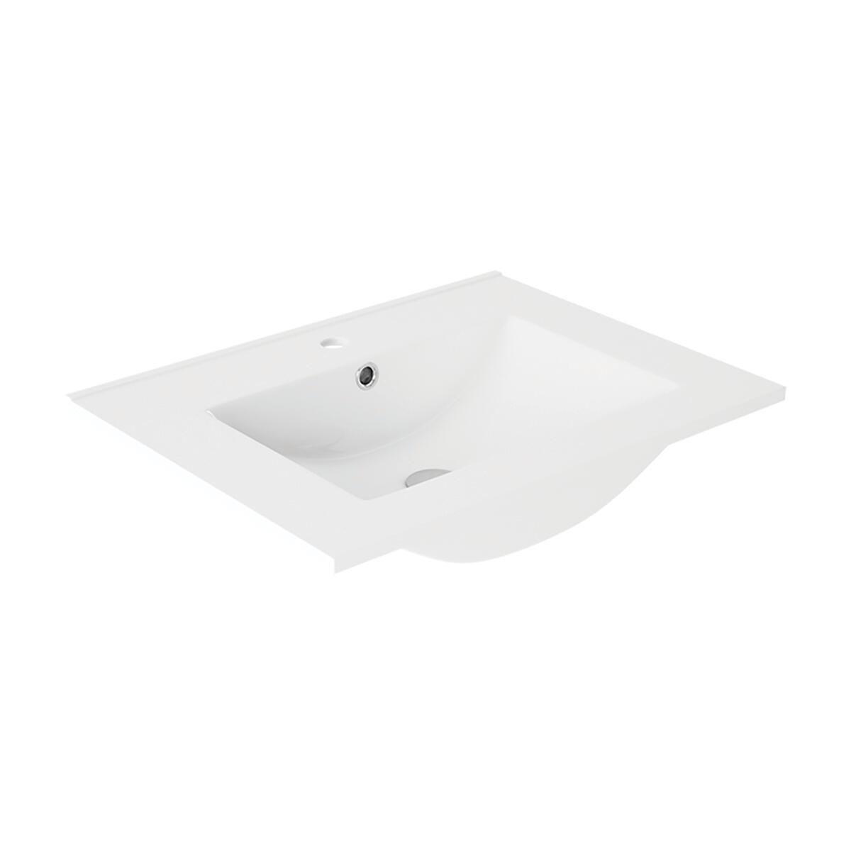 Mobile bagno sospeso con lavabo e illuminazione L 60 x H 53 x P 46.5 cm frontale bianco/laterali rovere fumo 2 cassetti per vasca centrale Eva - 8