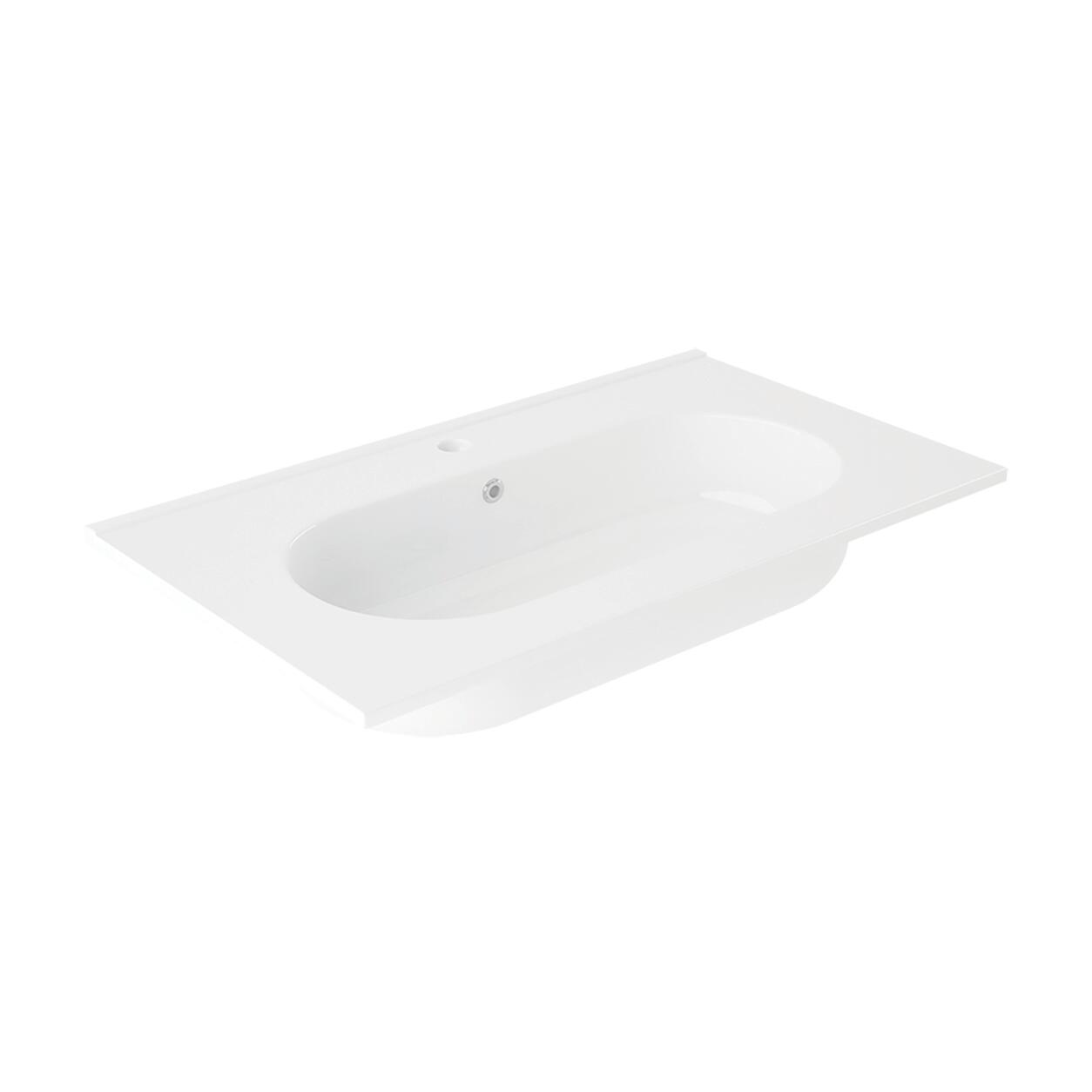 Lavabo a incasso rettangolare vasca centrale Ada L 81 x H 18 x P 46 cm in ceramica bianco lucido - 3