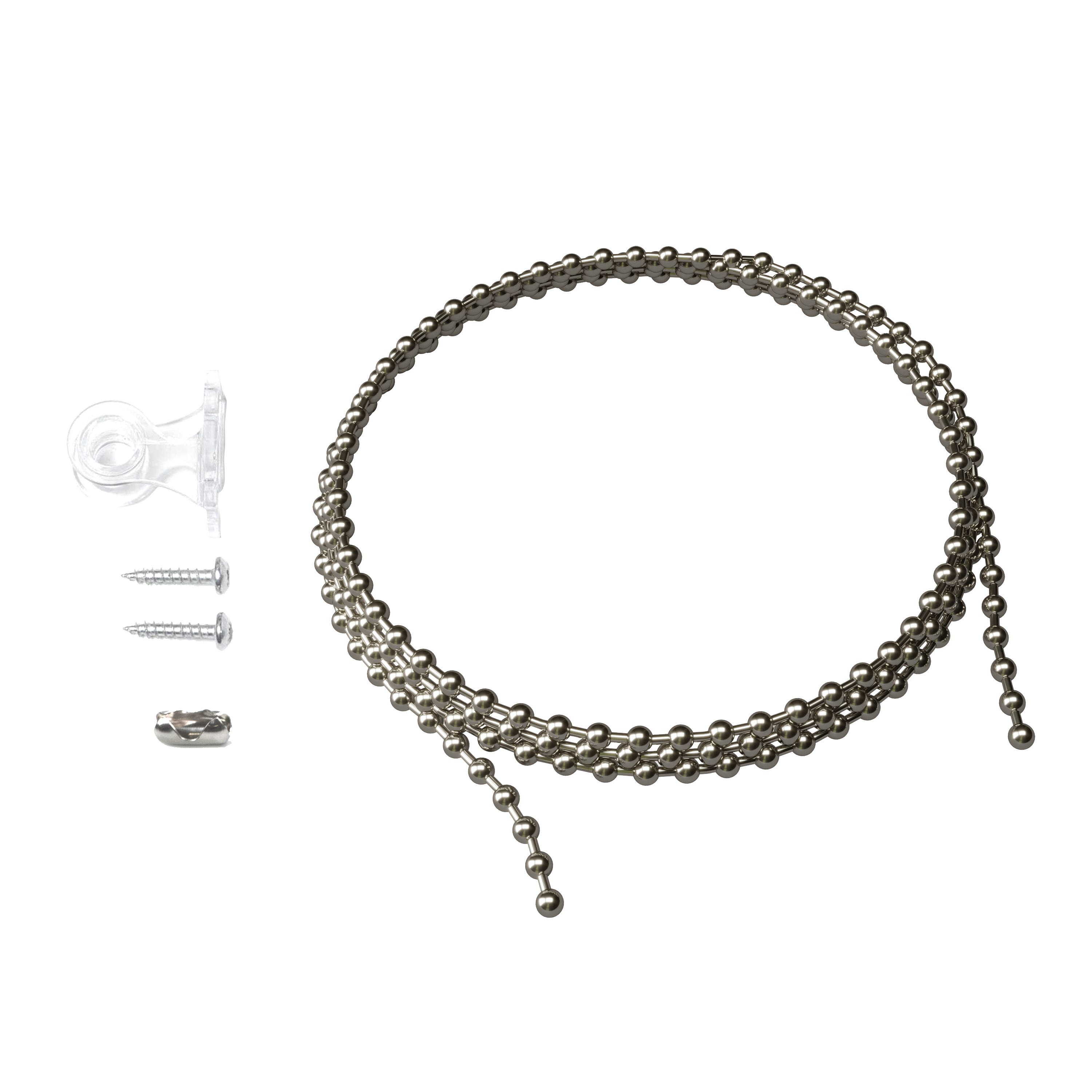 Chaîne Sans Fin En Perles Métalliques Pour Store - Chute 75 Cm, Perles Nickelées 4,5 Mm - Pour Stores Enrouleurs, Romains, Verticaux