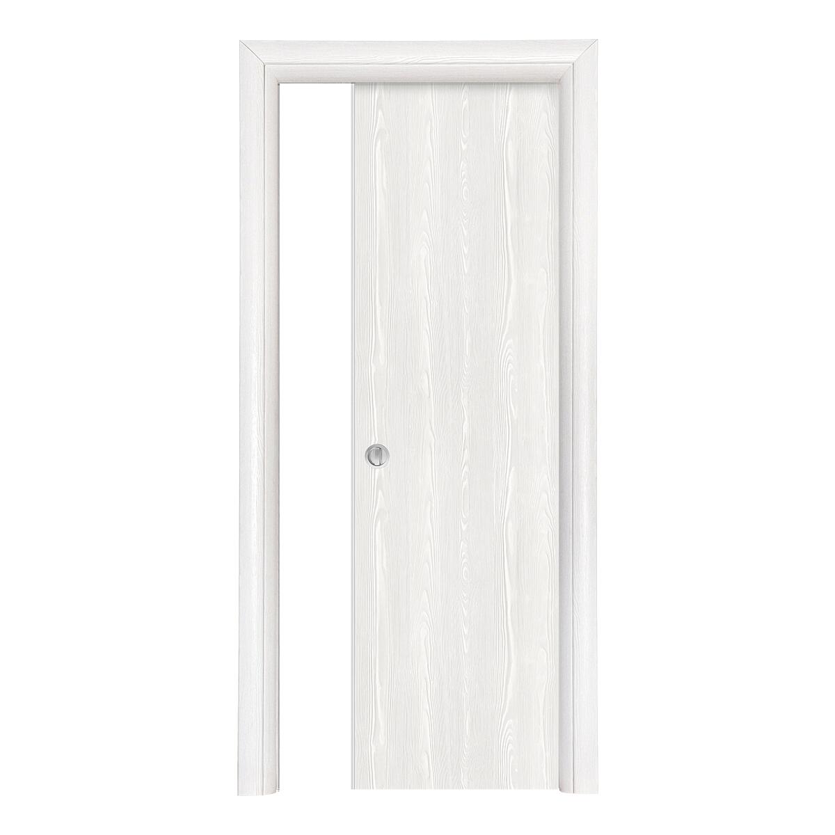 Porta scorrevole in legno, L 90 x H 210 cm, bianca, apertura reversibile LAIT - 3
