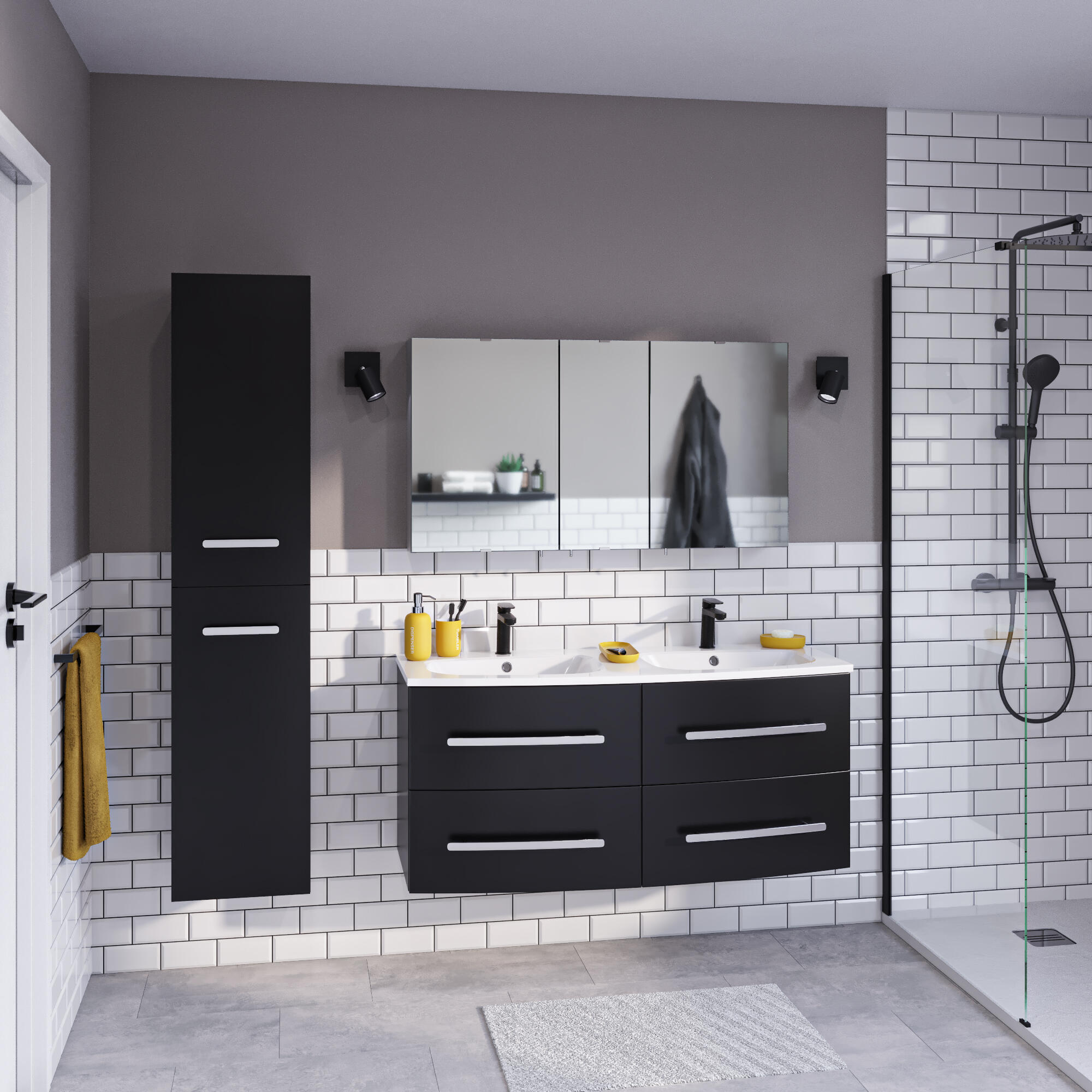 Rubinetto per lavabo ad incasso Icone nero cromato satinato SENSEA H 14.71 cm - 6