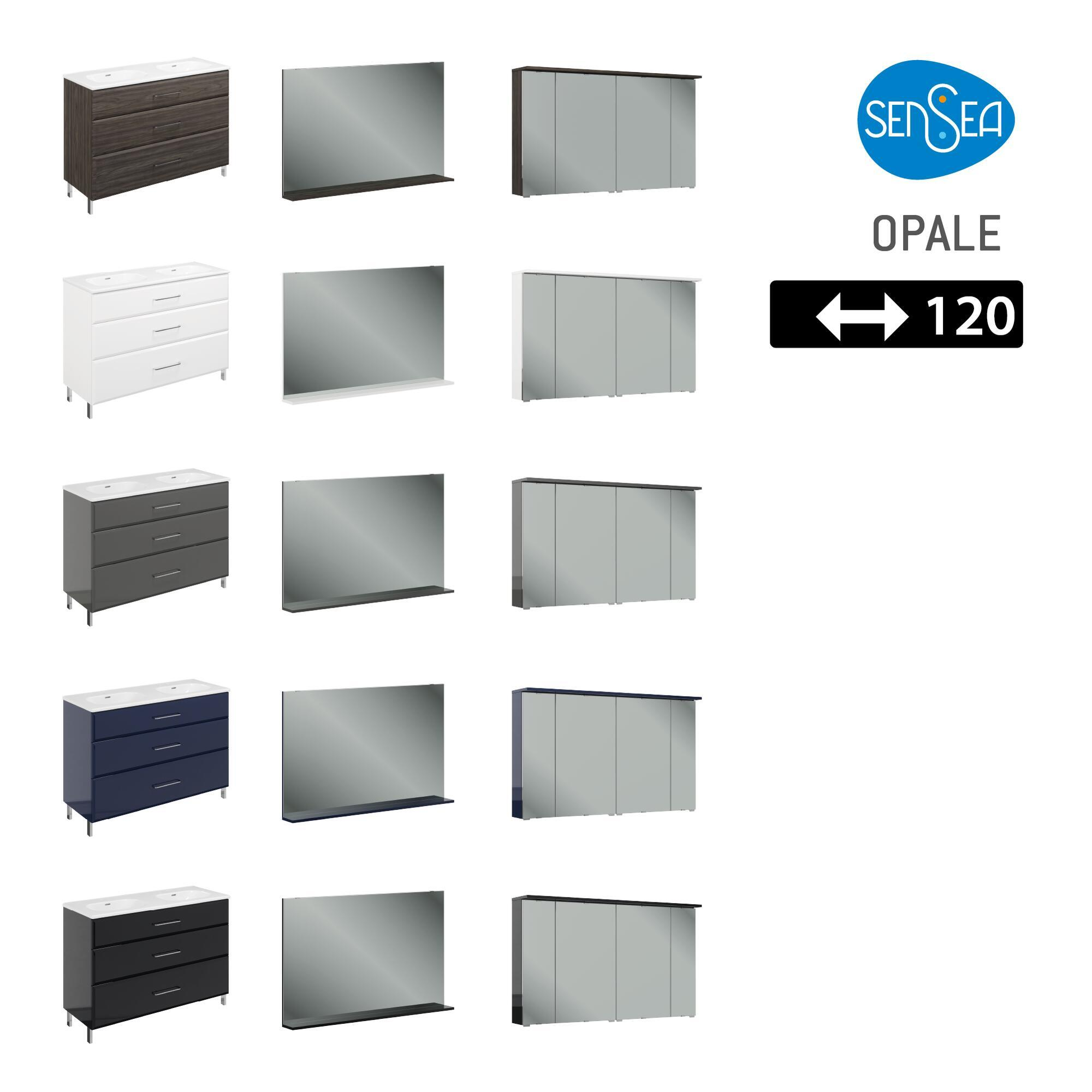 Meuble double vasque l.119.9 x H.84 x P.45.2 cm, gris, Opale - 2