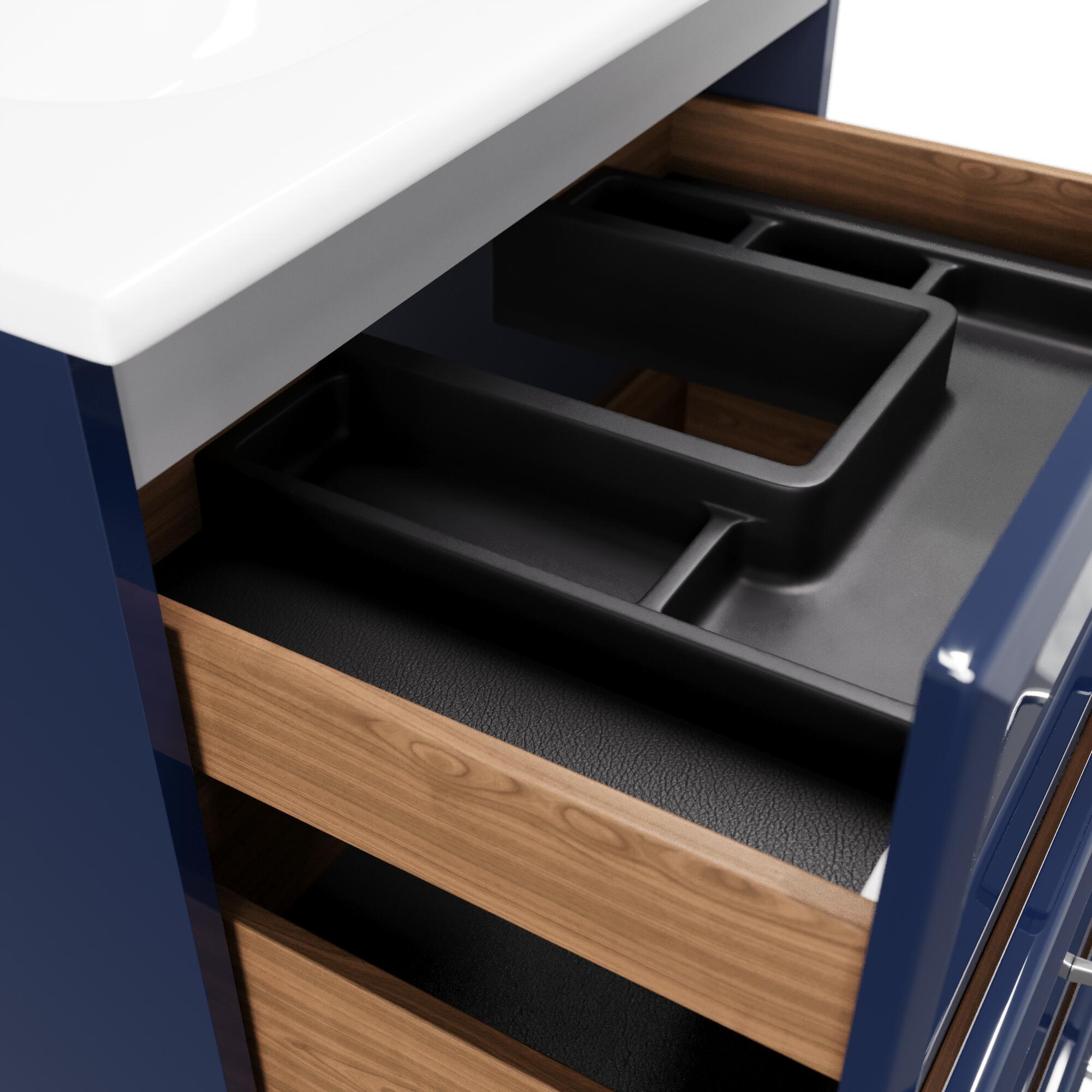 Meuble simple vasque l.99.9 x H.84 x P.45.2 cm, bleu, Opale - 8