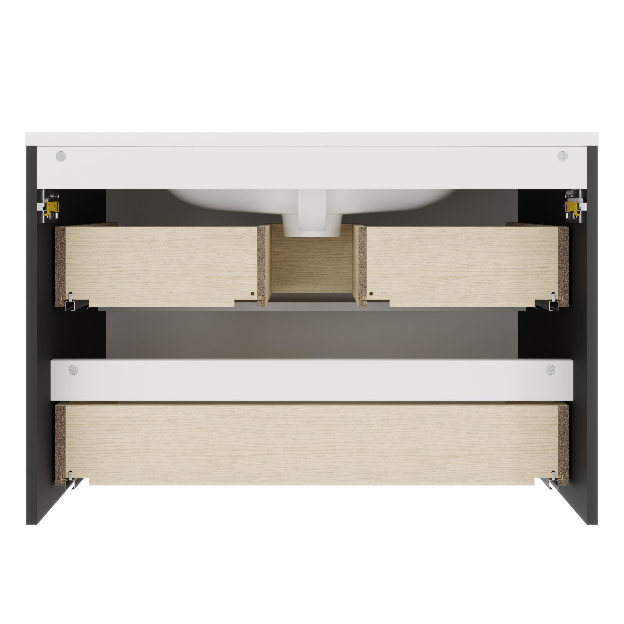 Meuble sous-vasque 2t l.80 x H.53.7 x P.47.5 cm noir mat Perla - 3