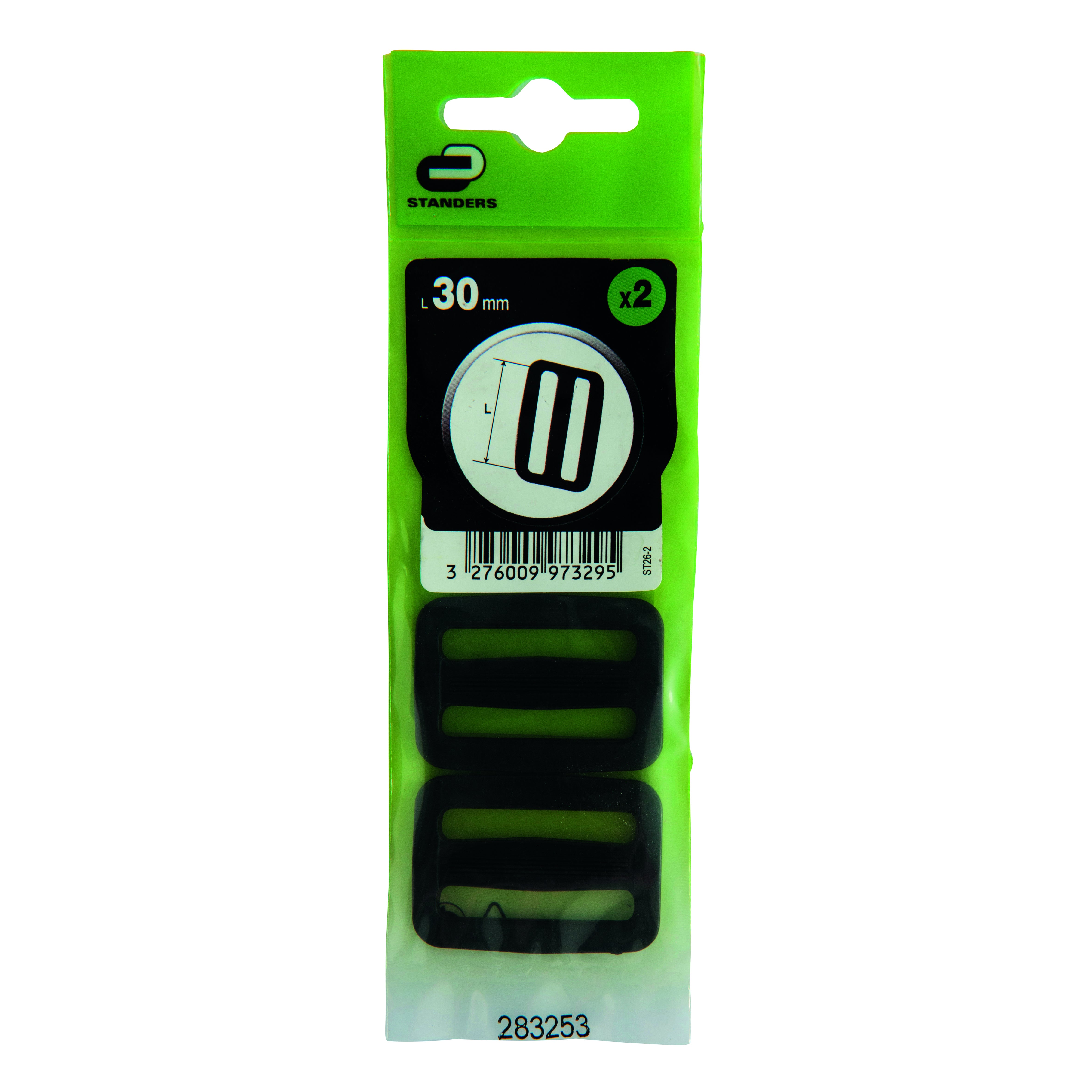 Fibbia di serraggio per cinghia STANDERS 3470145 in poliammide nero L30 mm, 2 pezzi - 2