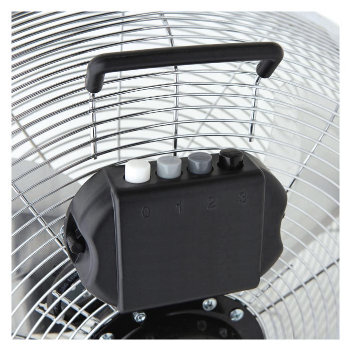 Misturador de ar com ventilador de mesa Jervis 3 R, apenas cromado, fácil de usar, 3 velocidades, 30 cm, 45W