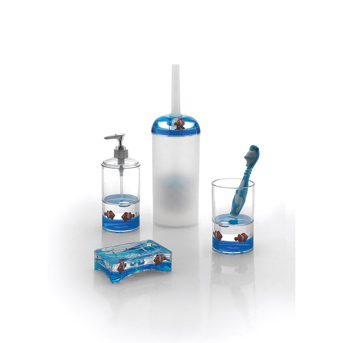 Bicchiere da bagno porta spazzolini Pyxis  L 7.2 x H 12 in resina trasparente/blu - 5