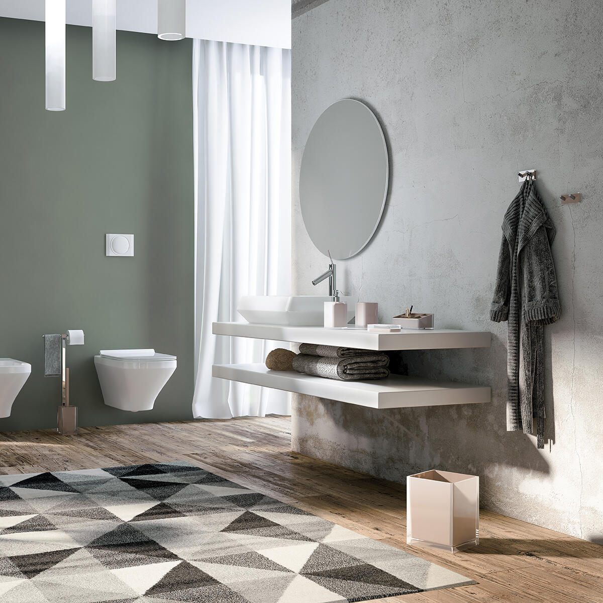 Bicchiere da bagno porta spazzolini Rainbow portaspazzolini tortora chiaro  L 7.2 x H 11 in resina tortora - 3