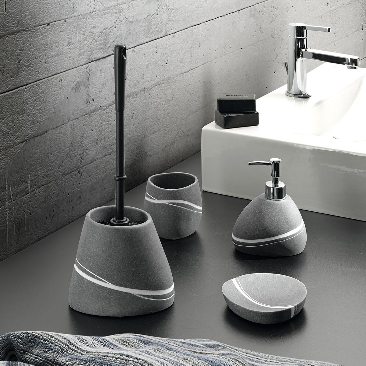 Bicchiere da bagno porta spazzolini Yvonne  L 10 x H 9 in resina grigio - 2