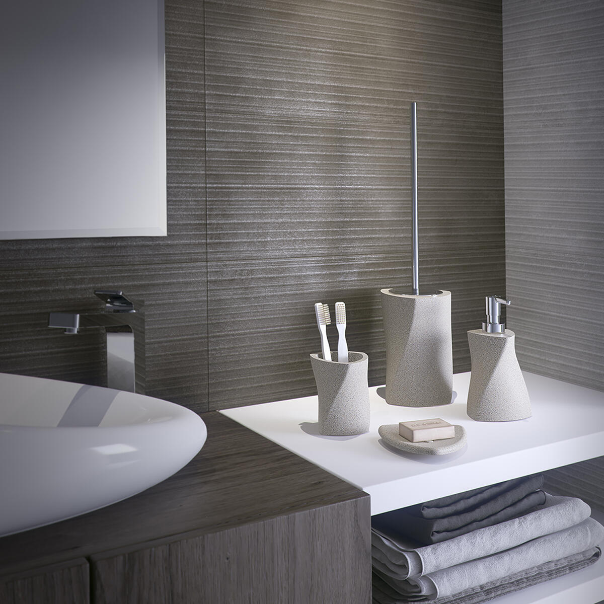 Portascopino libra H 41.6 cm in resina beige - 2