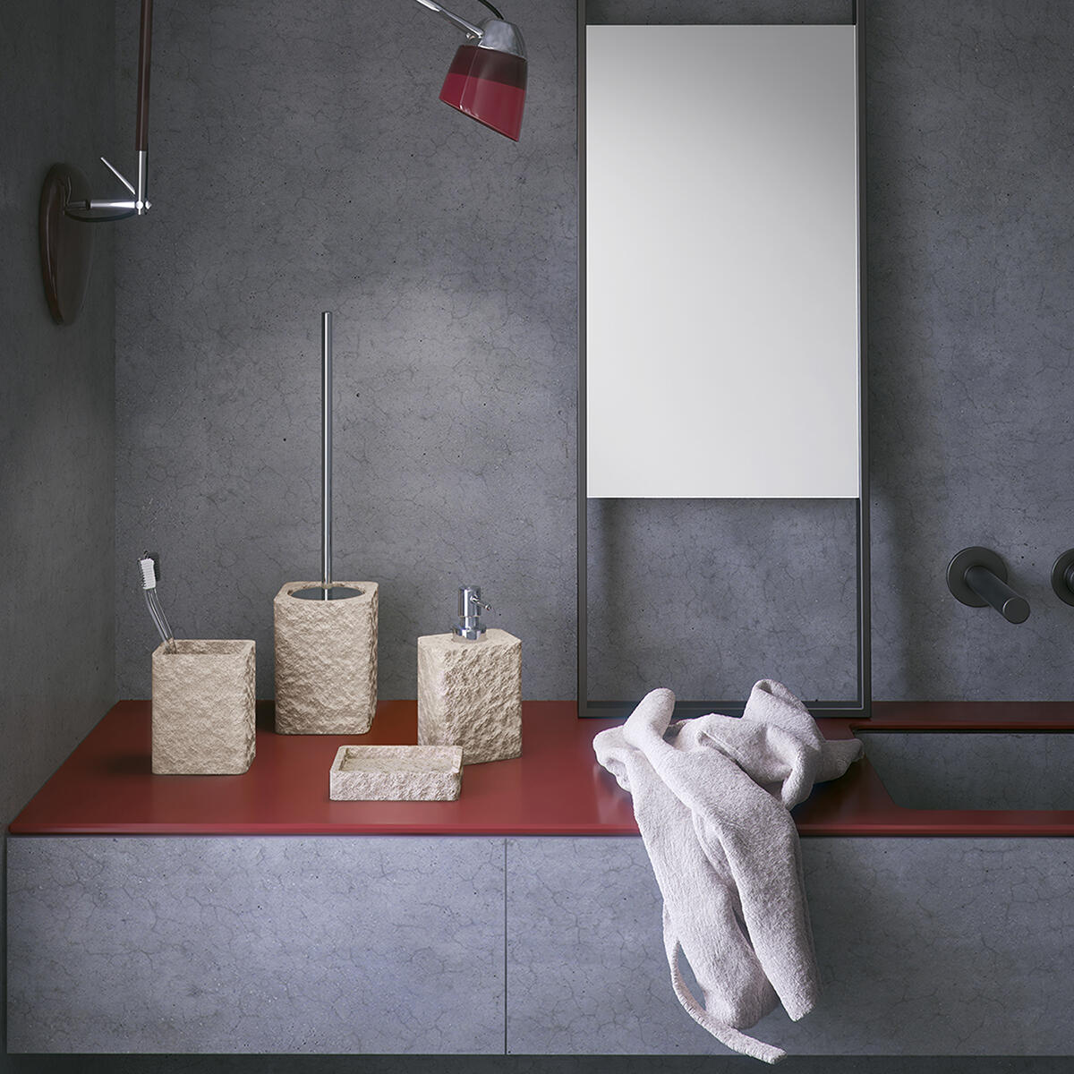 Portascopino aries H 40 cm in resina beige - 2