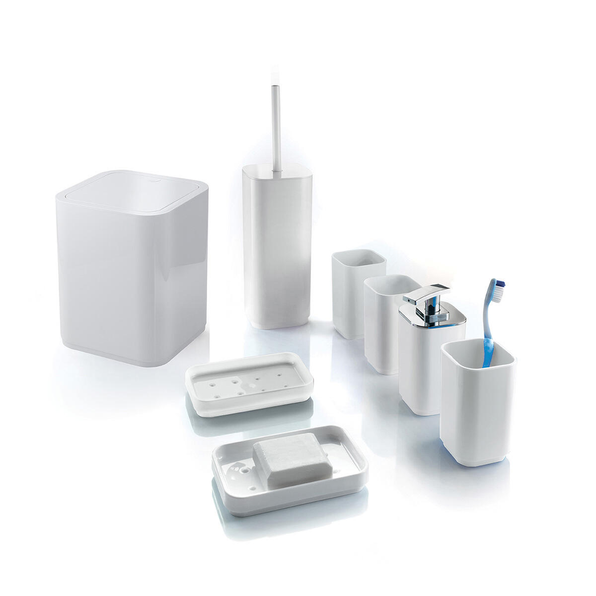 Portascopino square H 38.8 cm in polipropilene bianco - 3