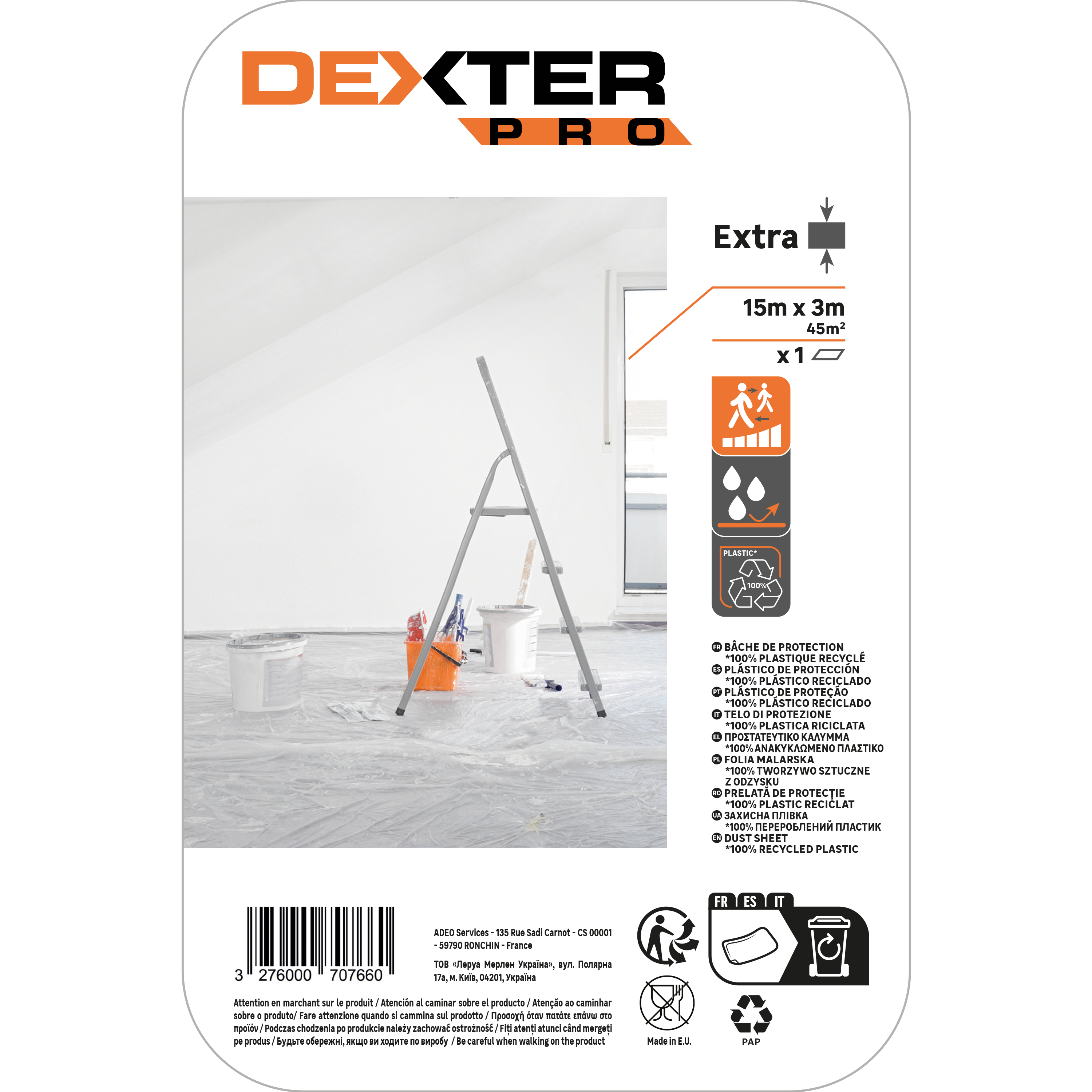 Folia malarska EXTRA 15 m x 3 m rolka DEXTER - 5