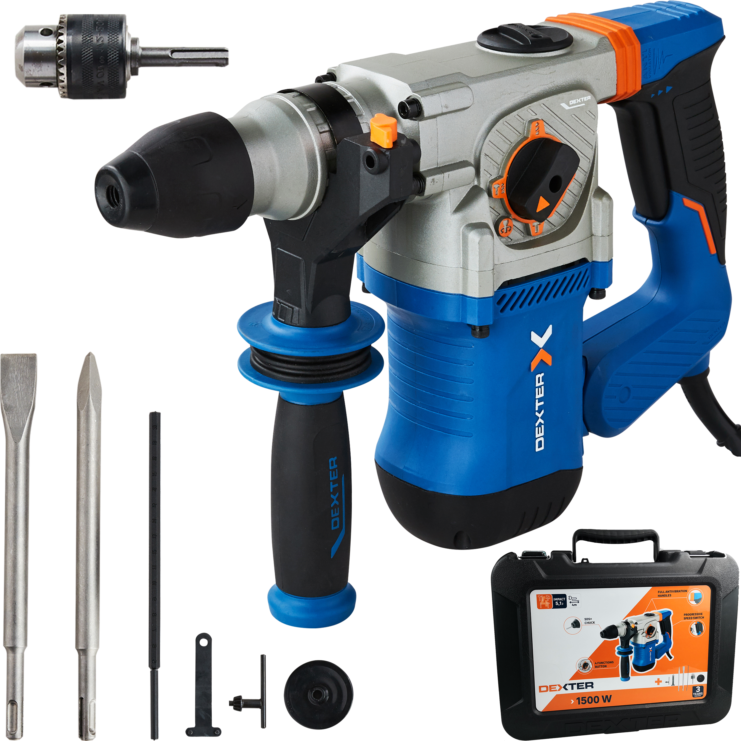 Młot udarowo-obrotowy DEXTER 1500RH2-50.5 SDS+ 1500W 5.1J - 15