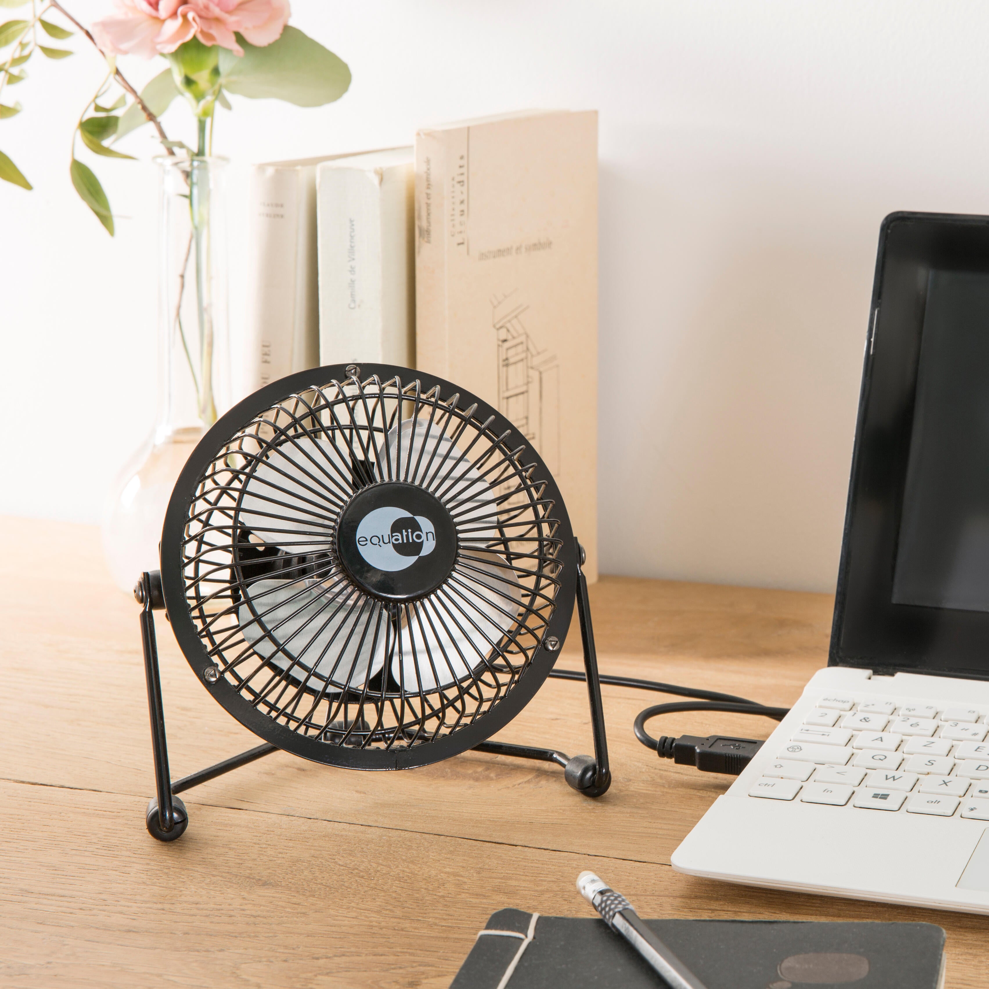 Mini ventilateur de table, EQUATION, Lara noir 15 W, D10 cm - 2