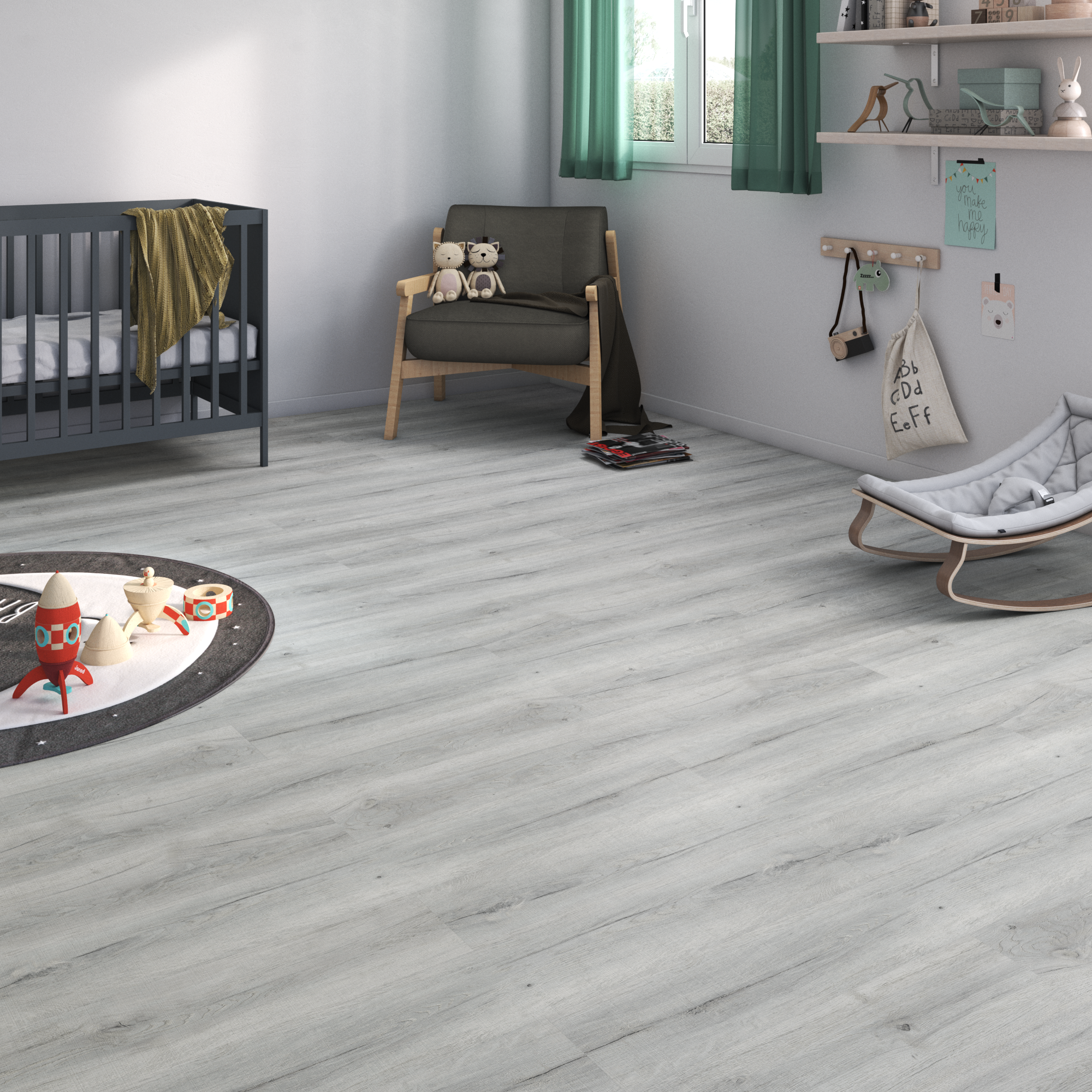 Suelo vinílico spc clic forte narvik efecto madera gris artens gr110