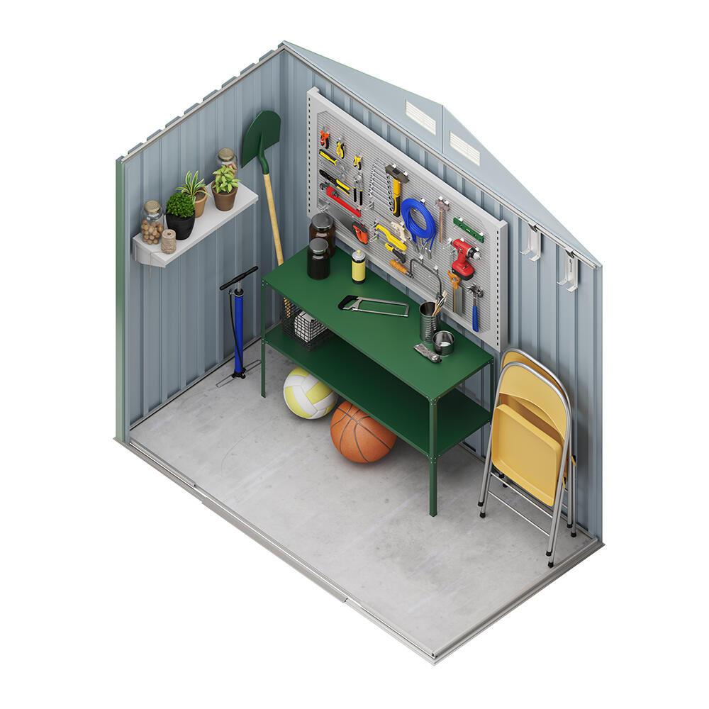 Caseta de metal Advanced Second de 215x190x190 cm y 4.1 m2 con 0.25 mm espesor y doble puerta corredera HOGGAR - 5