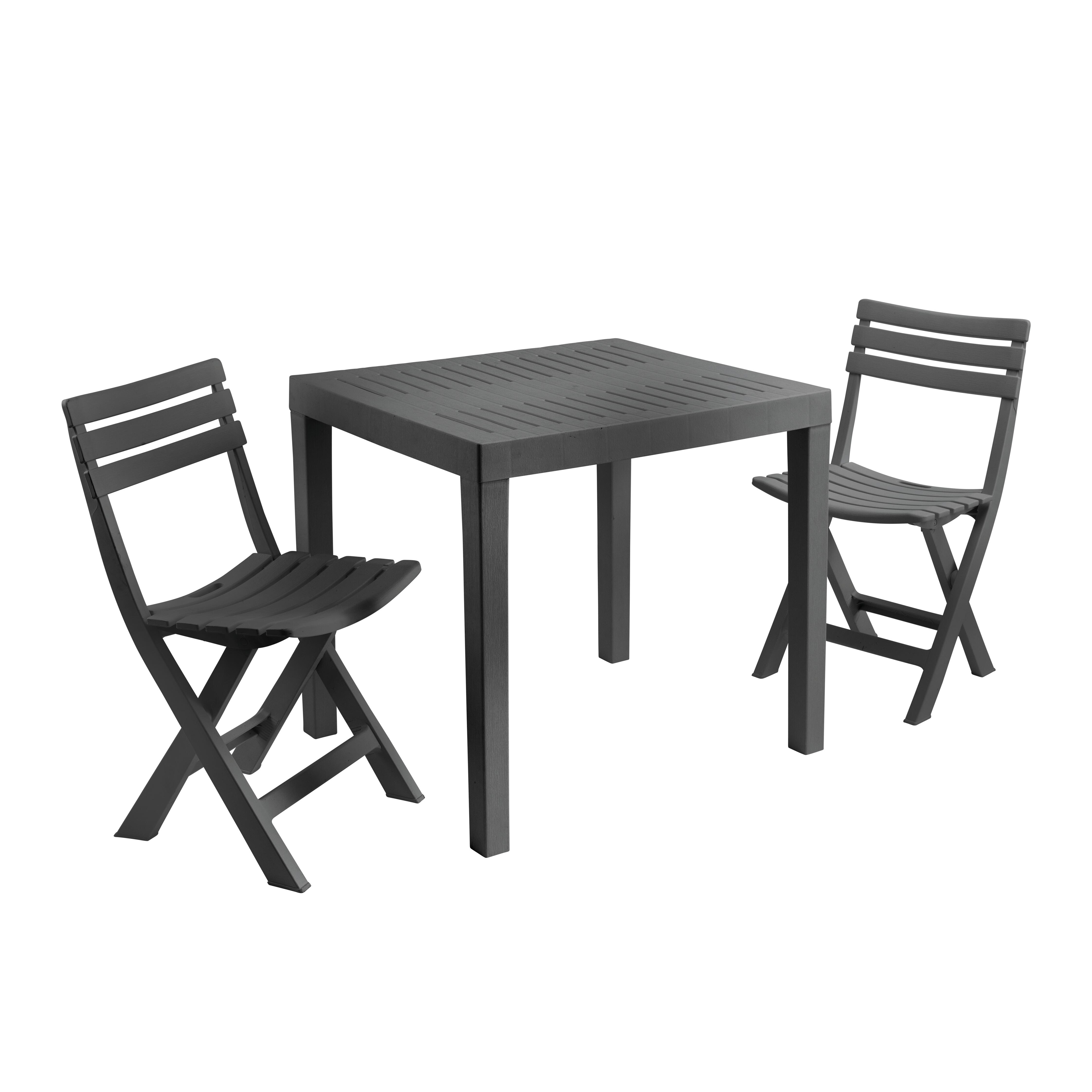 Sedia da giardino pieghevole Birki, con struttura e seduta in polipropilene antracite - 5