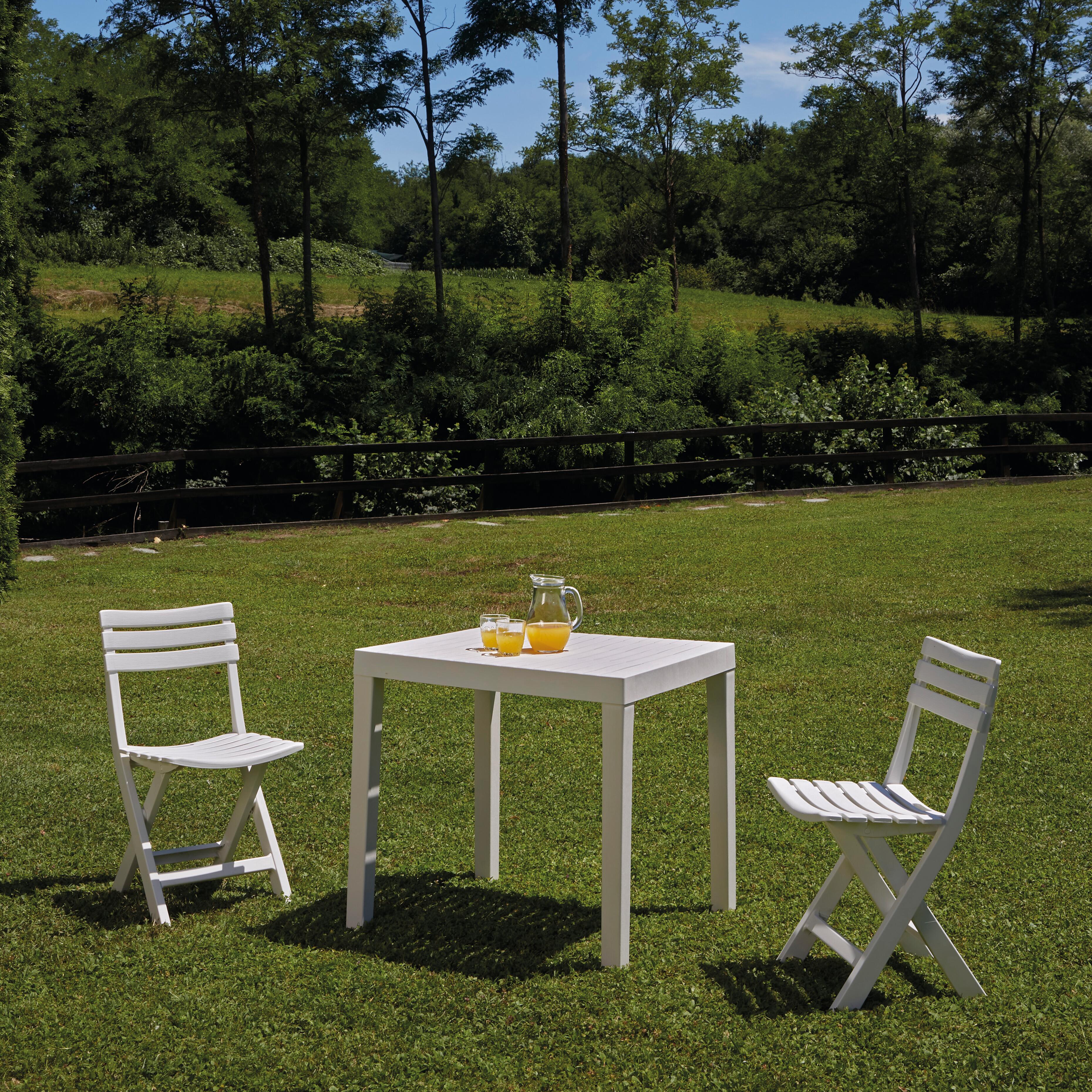 Sedia da giardino pieghevole Birki, con struttura e seduta in polipropilene bianco - 4