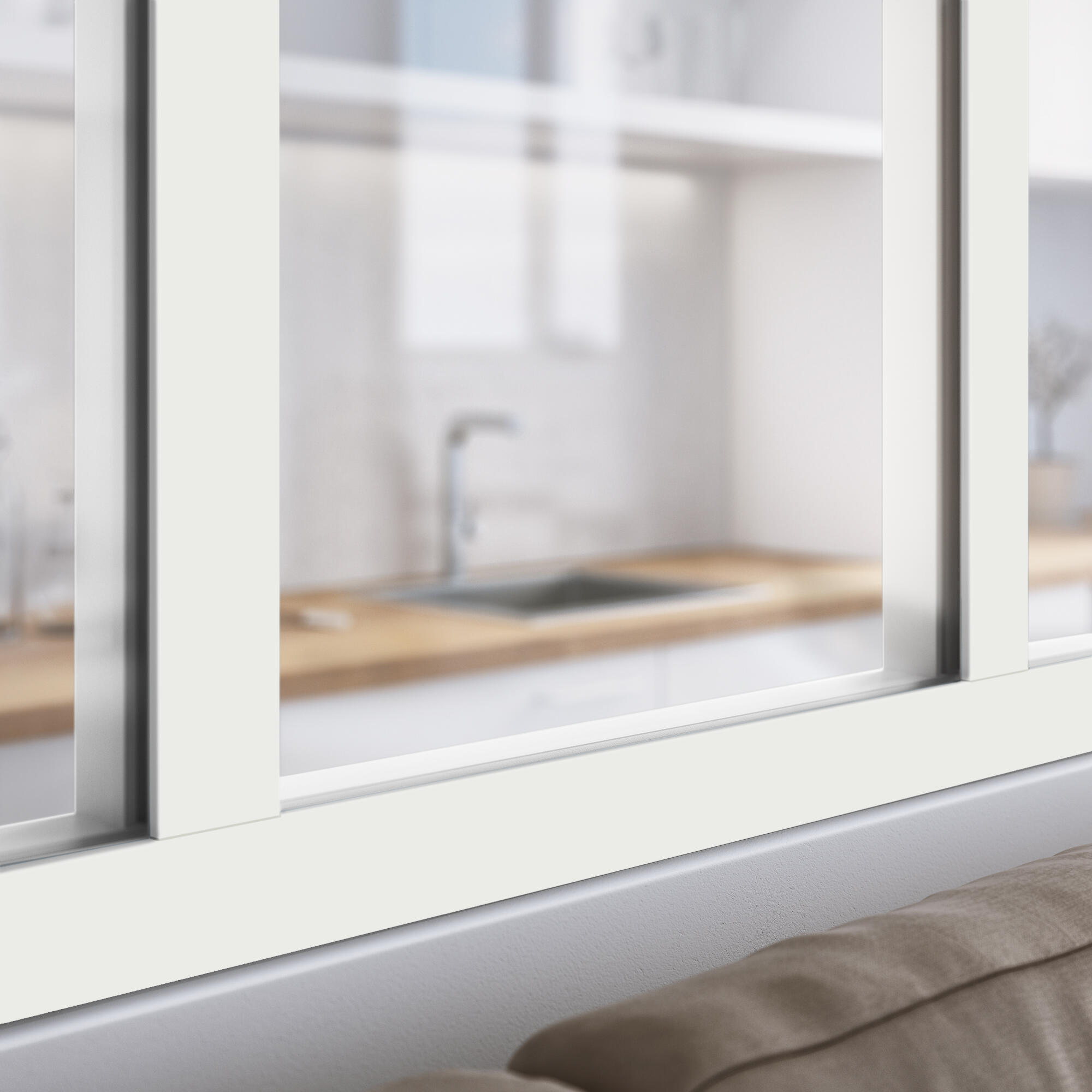 Verrière Atelier fixe en aluminium blanc mat 5 carreaux, H.130 x l.153 c - 10