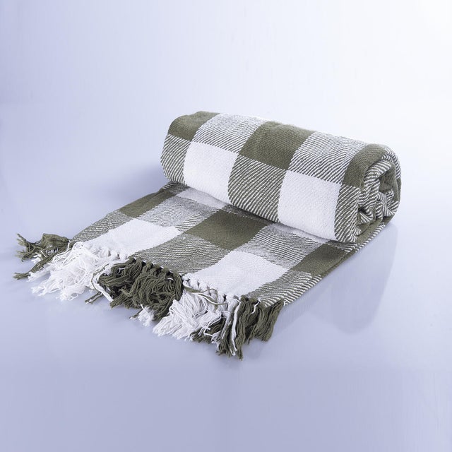 Coperta in Cotone A240-check verde, 160x 240 cm