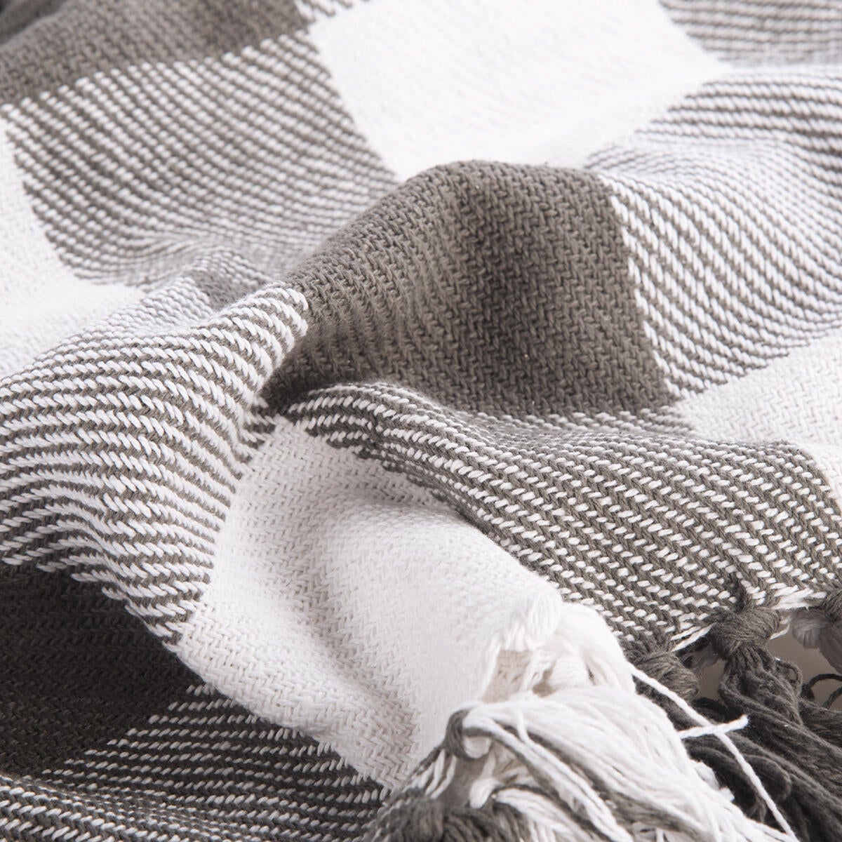 Coperta in Cotone A240-check grigio / argento, 160x 240 cm - 4