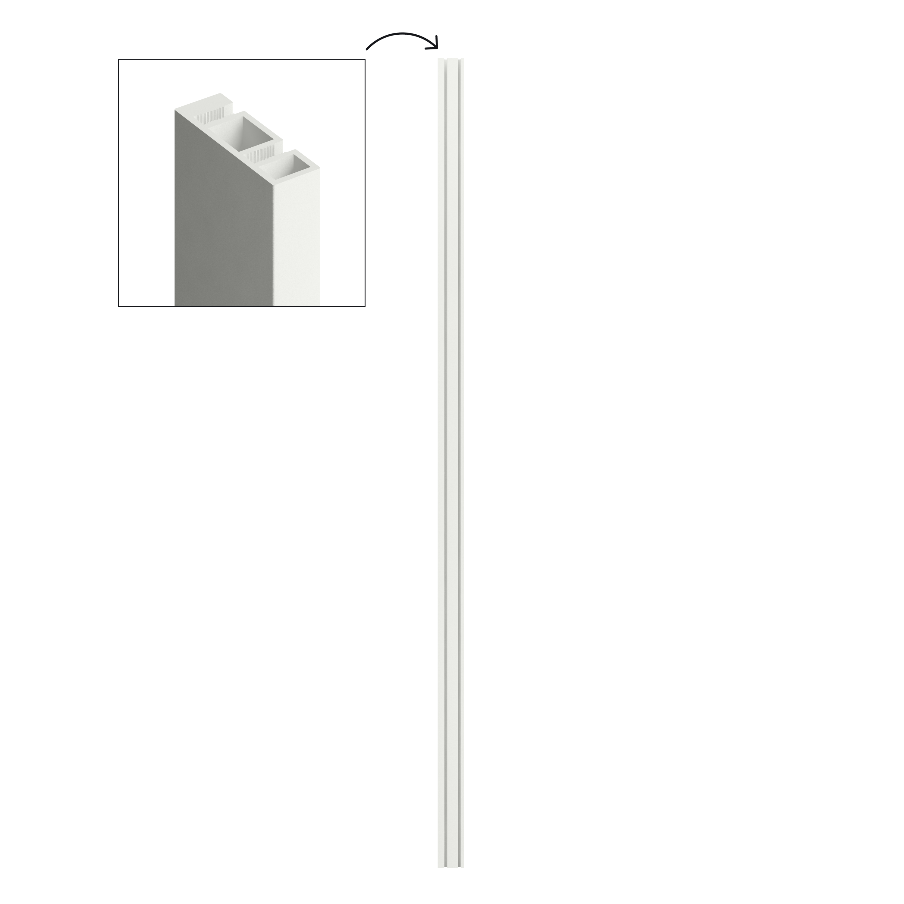 Poteau de terminaison verrière Atelier blanc mat en aluminium, H.130 x l.1.2 cm - 4