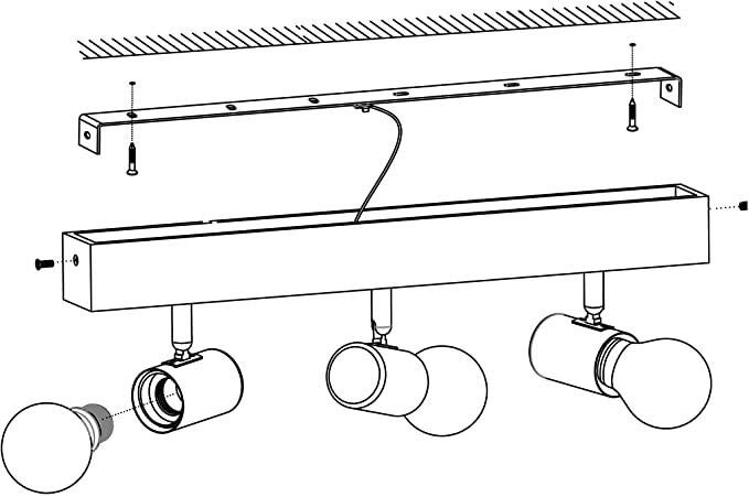 Faretto decorativo senza fonte luminosa TOWNSHEND in acciaio<multisep/>legno beige E27 EGLO 3 luci - 13