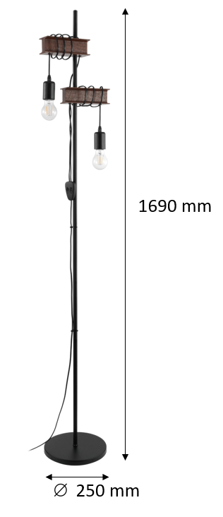 Lampadaire Medbourne, acier, noir,  H.170 cm, E27 - 8