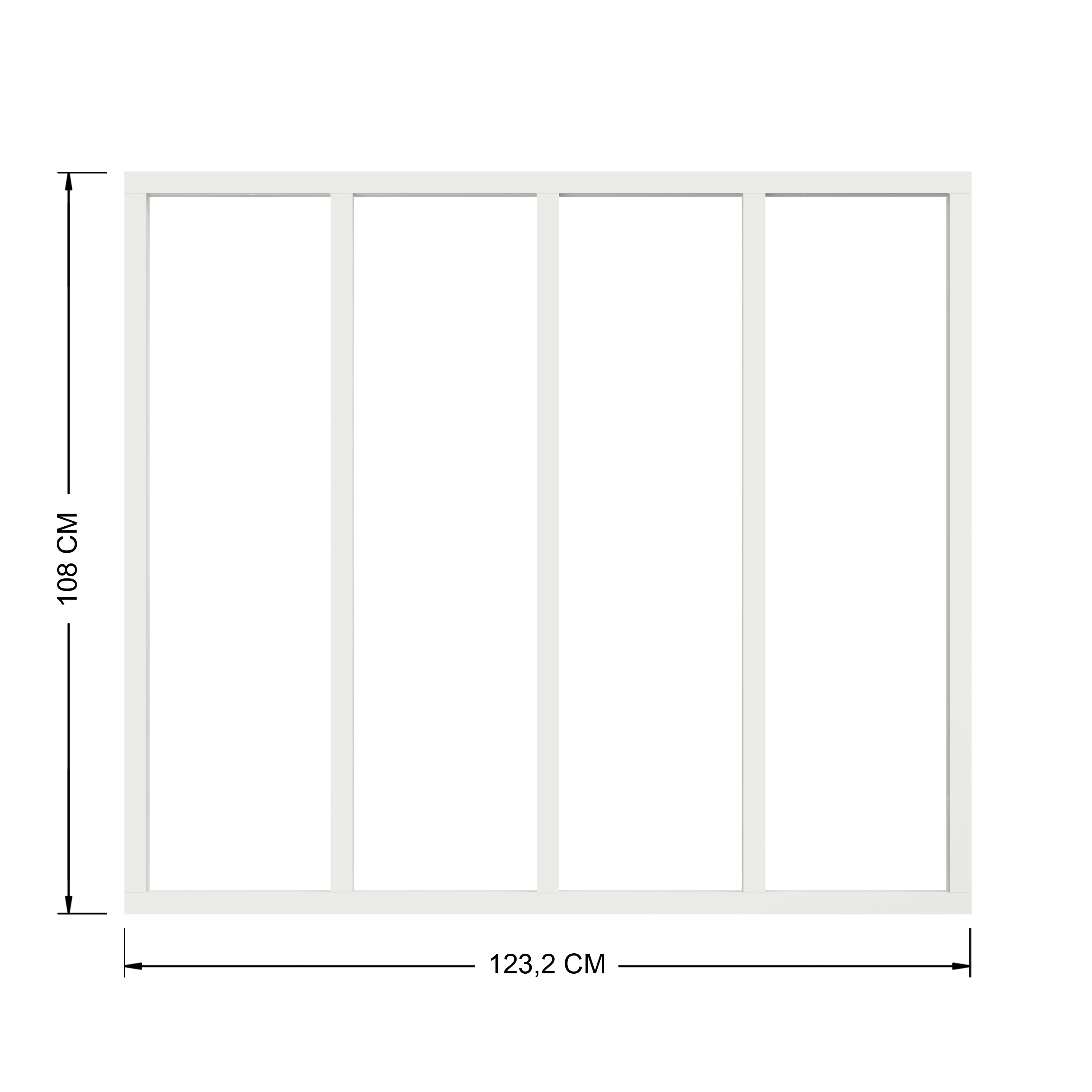Verrière Atelier fixe en aluminium blanc mat 4 carreaux, H.108 x l.123 cm - 5