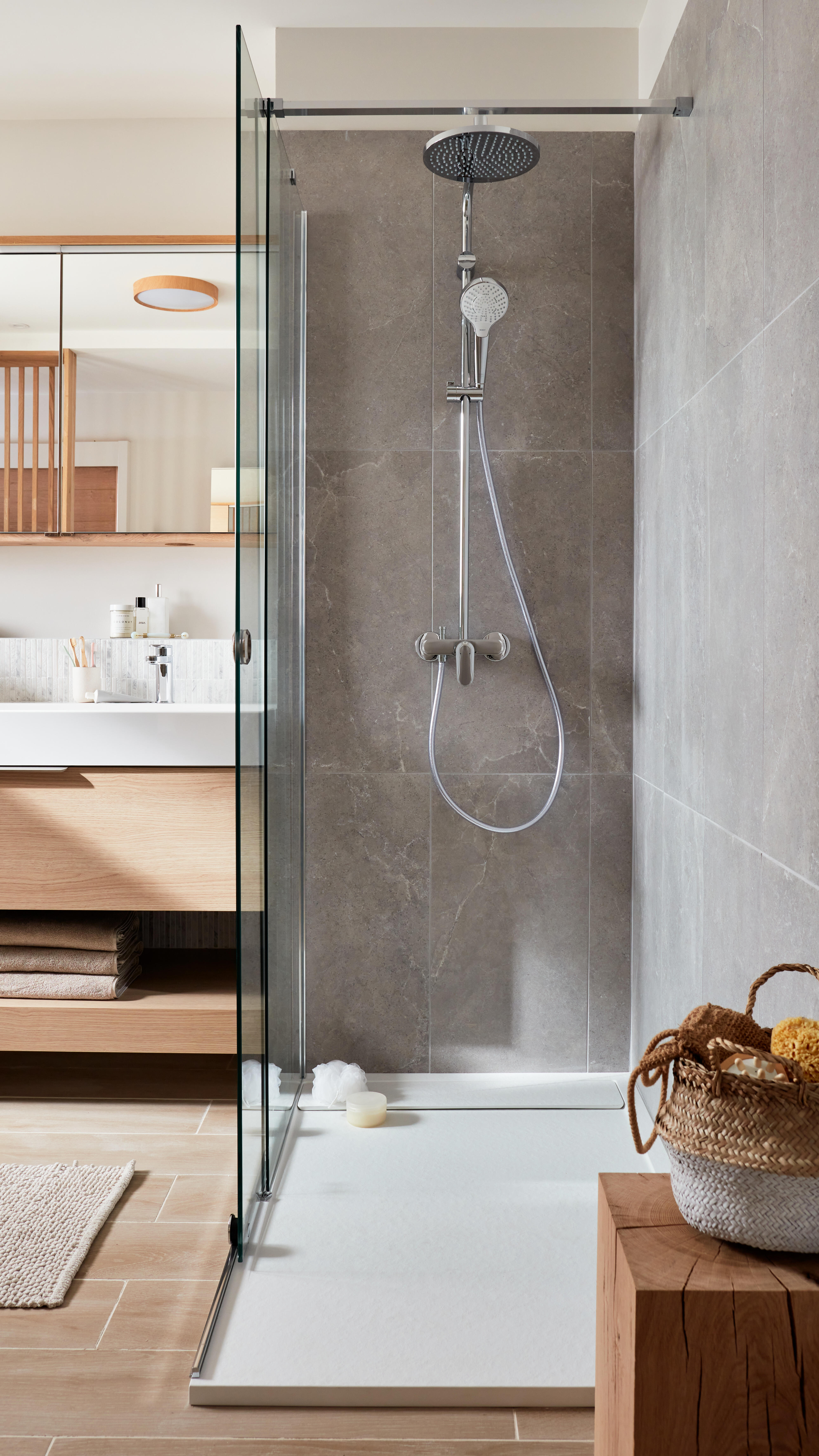 Piatto doccia SENSEA in resina Neo bianco L 80 x L 120 x H 3 cm opaco effetto pietra - 5