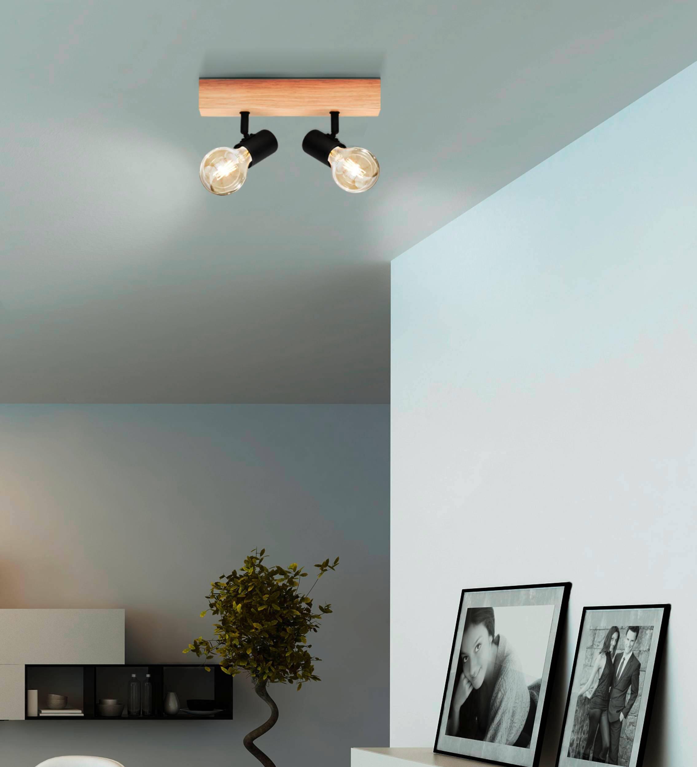 Rampe 2 spots Townshend, bois, E27, EGLO - 2