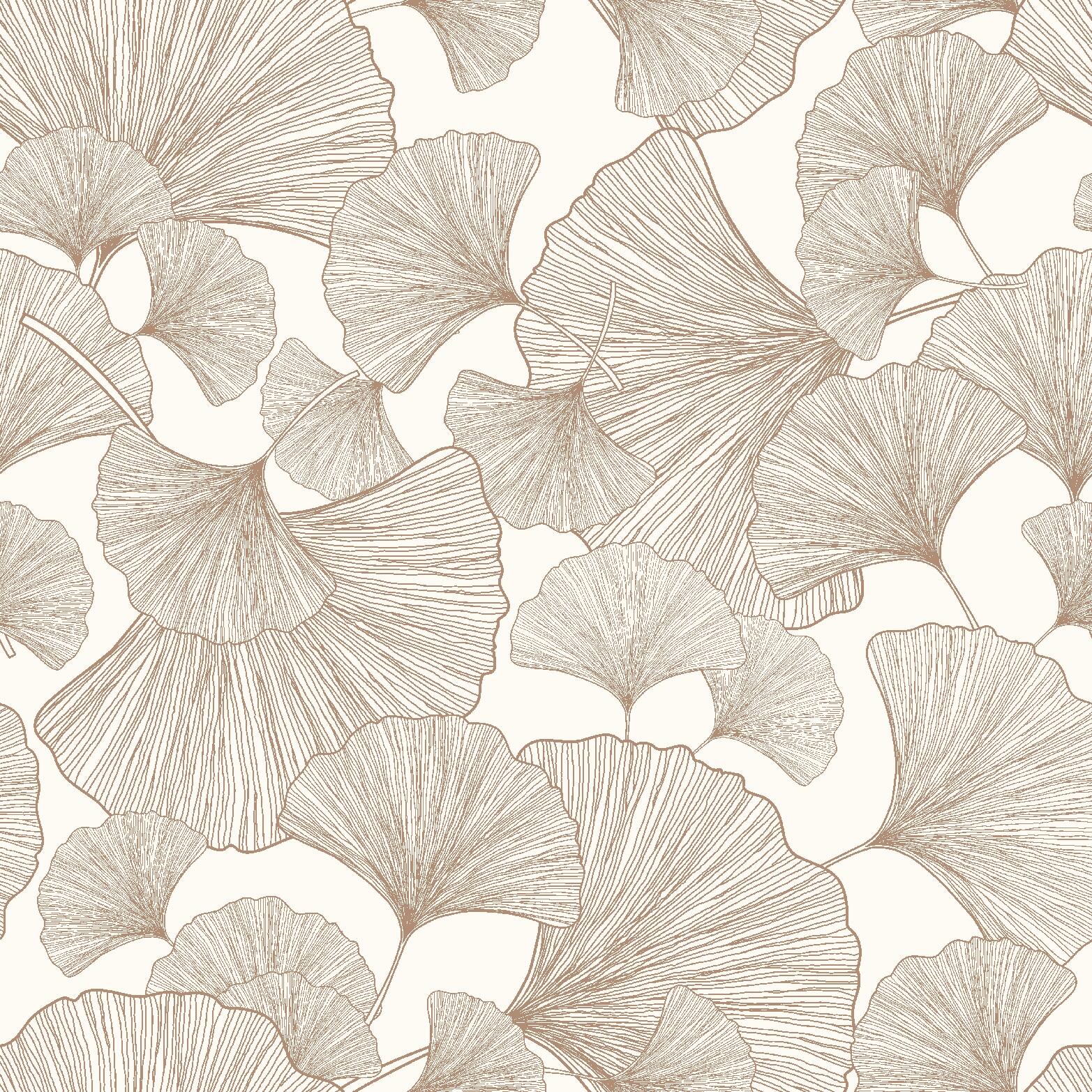 Papier peint intissé ginko blanc et cuivre - 2