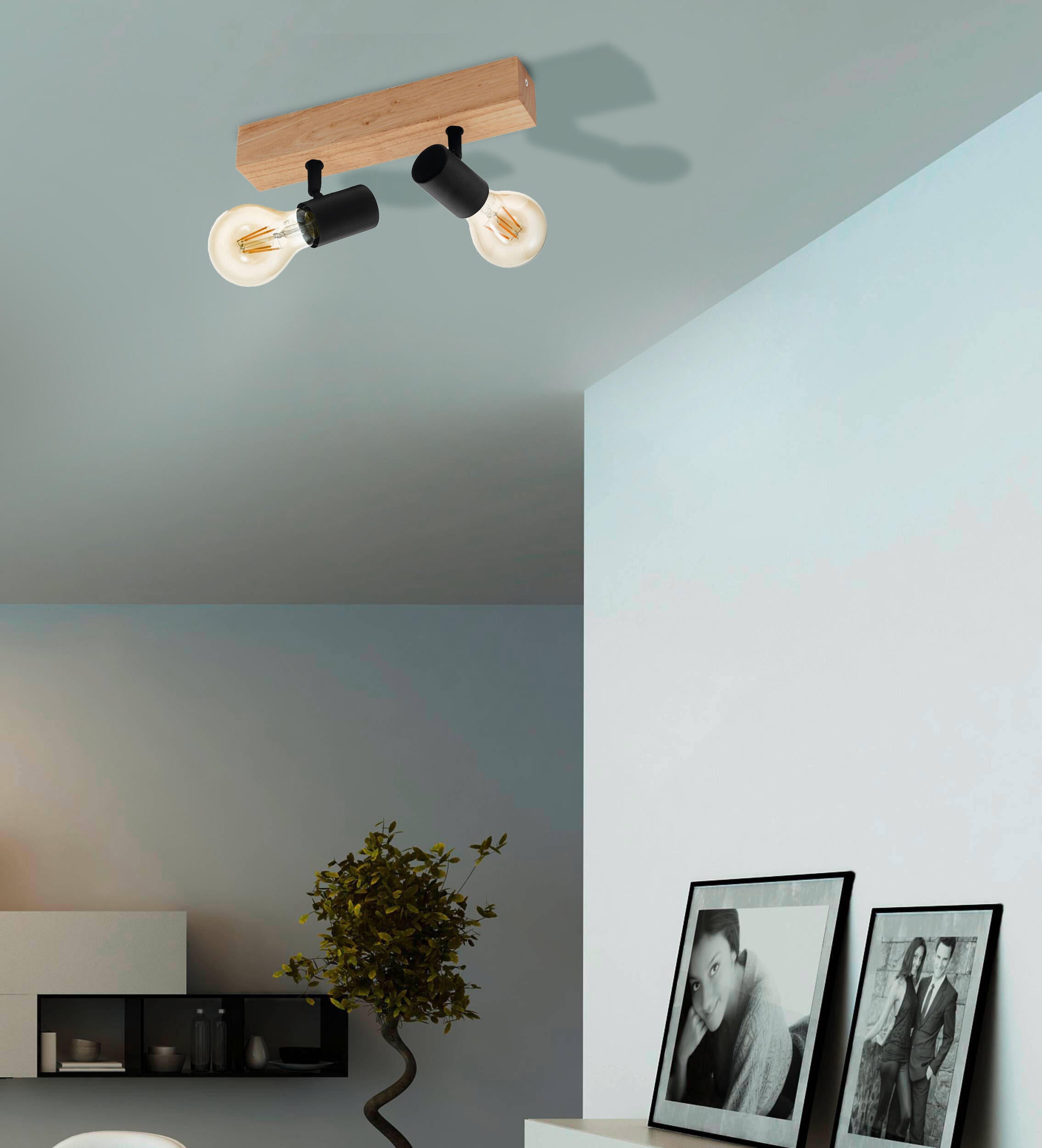 Faretto decorativo senza fonte luminosa TOWNSHEND in legno marrone E27 EGLO 2 luci - 5