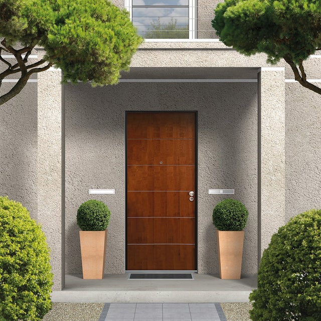 Porta blindata MASTER Great L 90 x H 210 cm in legno noce, apertura spingere a sinistra, falso telaio incluso