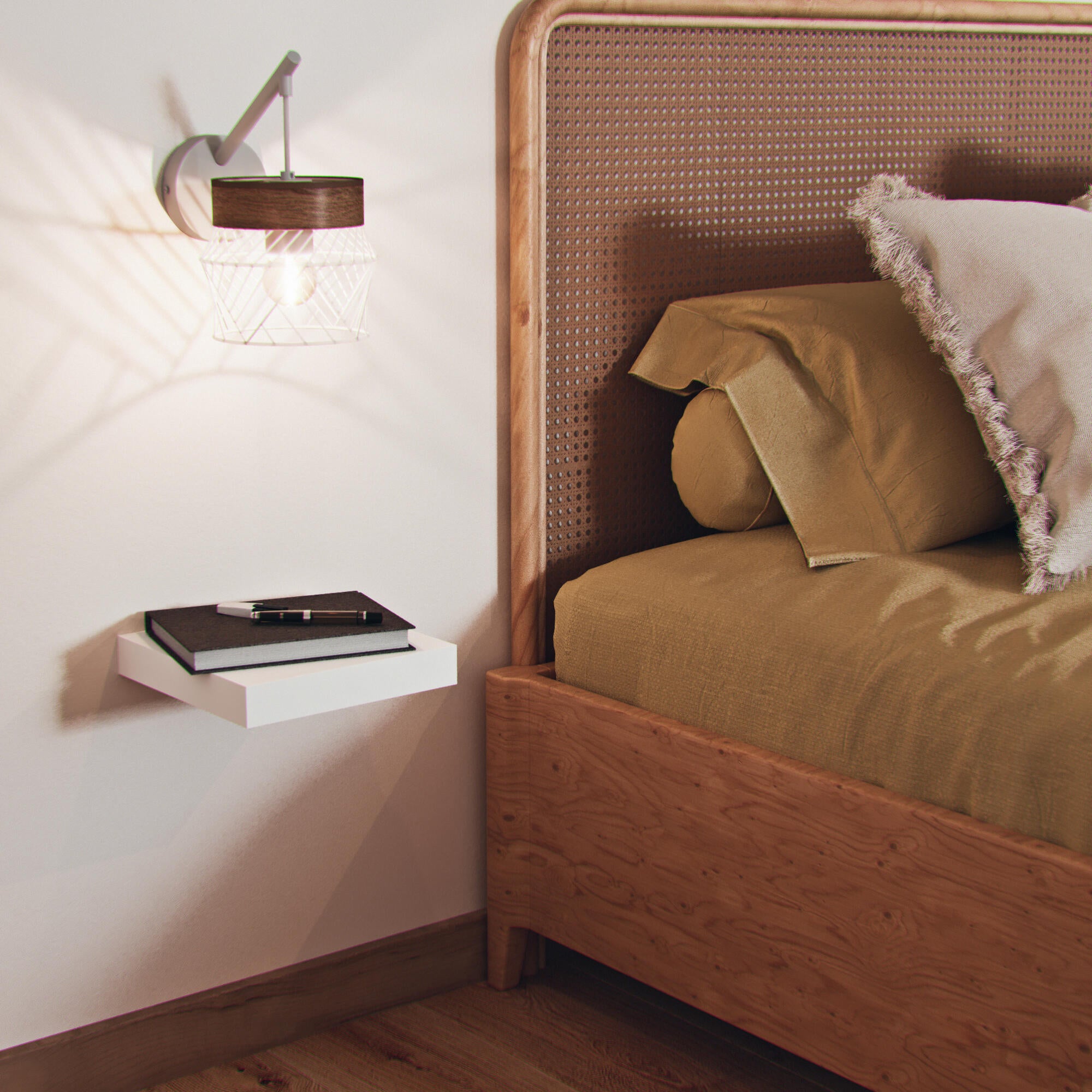 Kinkiet Kanel biały z drewnem E27 Inspire - 5