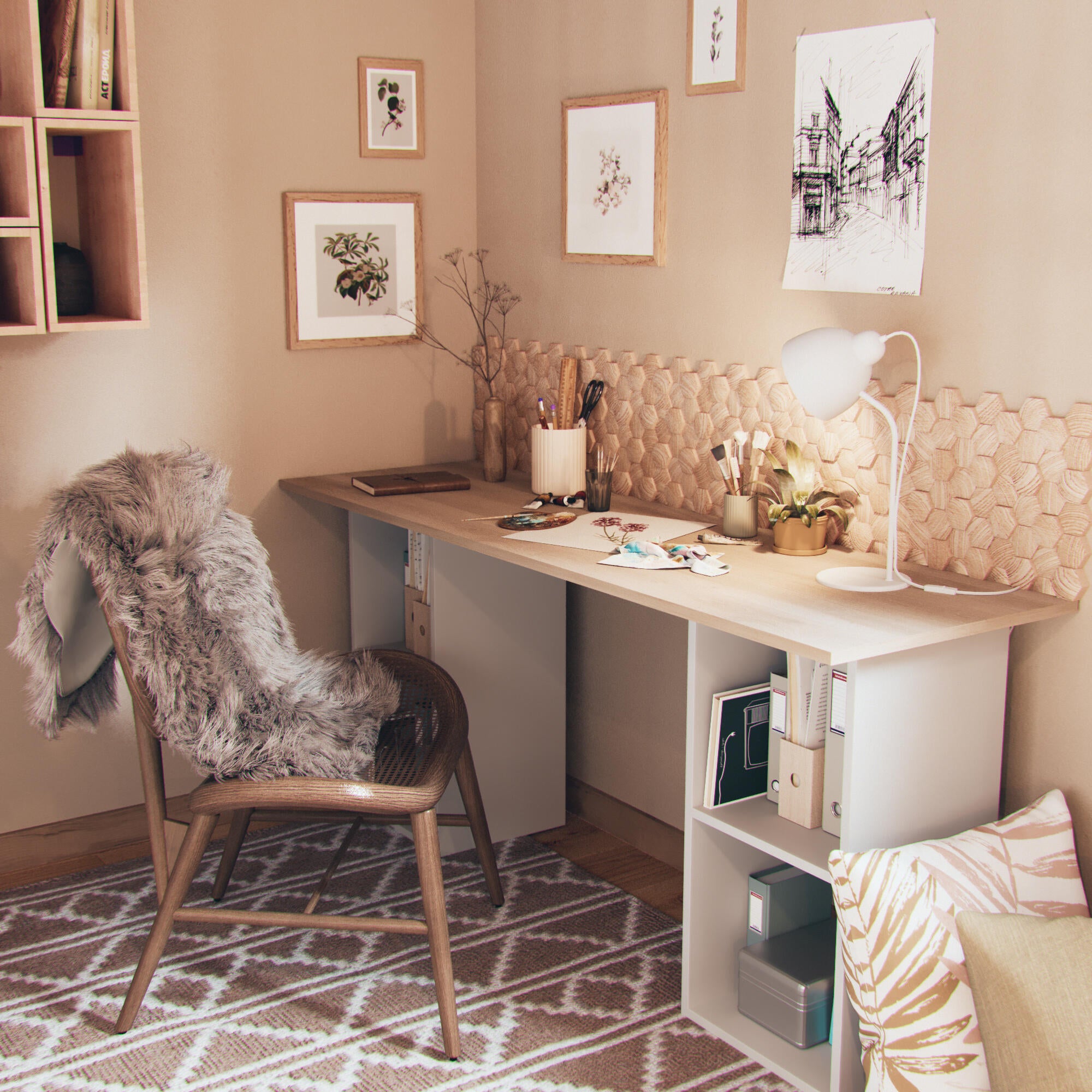 Tappeto Mulian in juta bianco e tortora, L 200 x L 140 cm - 13