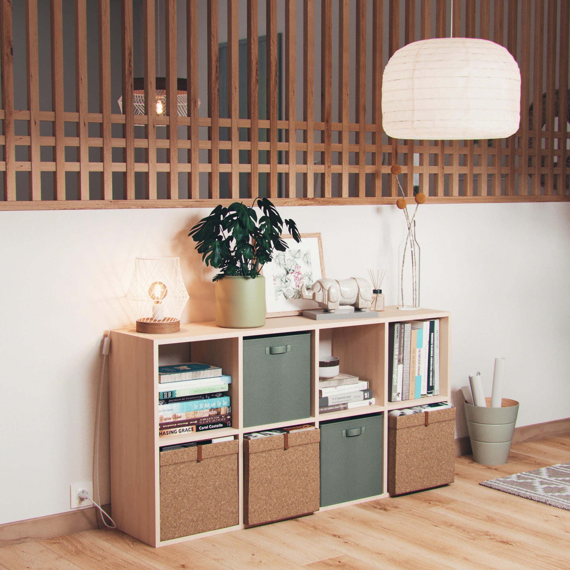 Lampa wisząca Kanel biała z drewnem E27 Inspire - 7